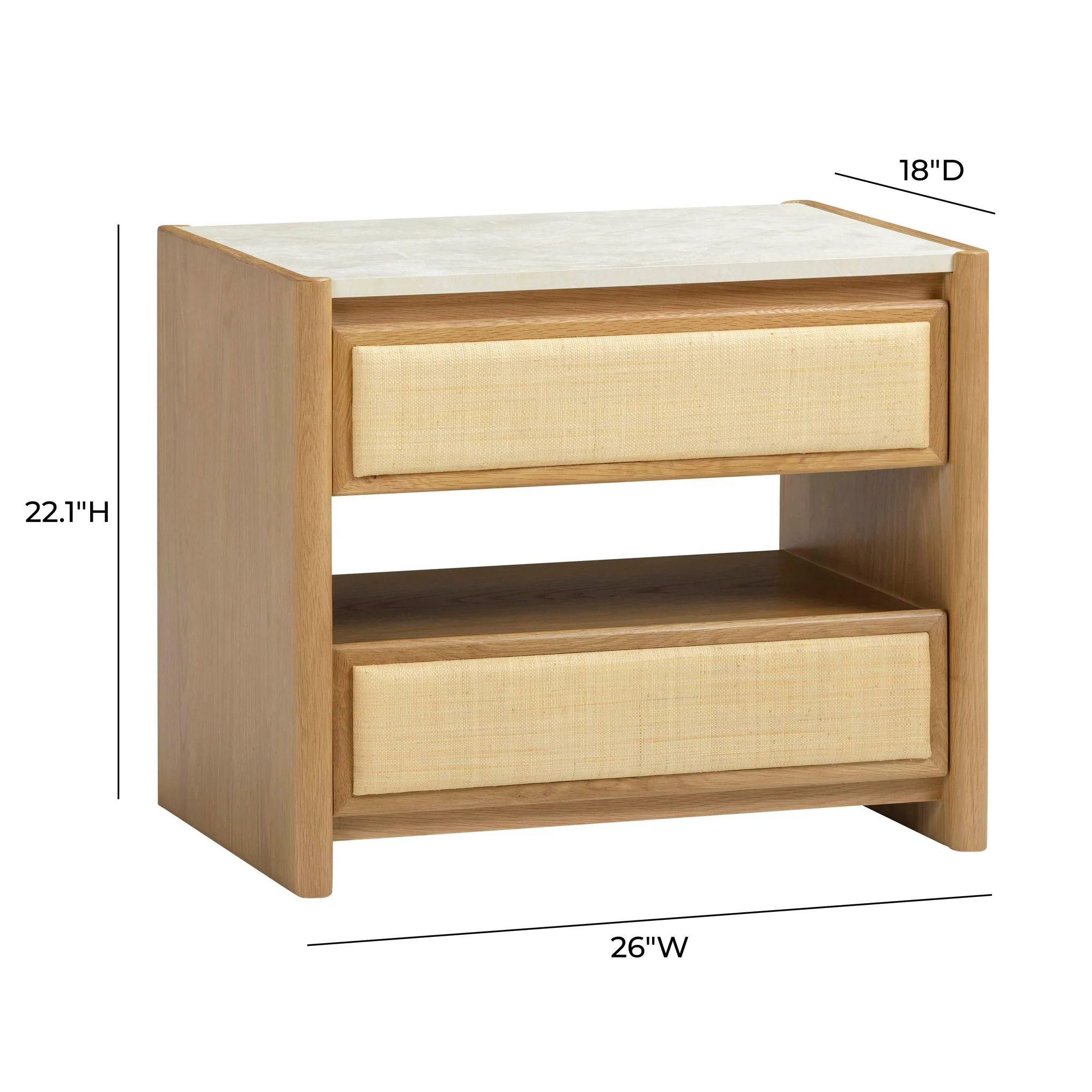 Paige Natural Oak 2-Drawer Nightstand - Image 8