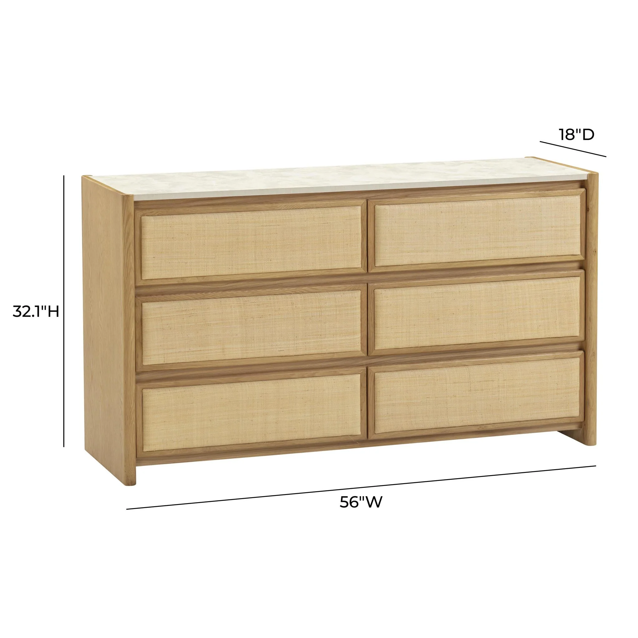 Paige Natural Oak 6-Drawer Dresser - Image 9