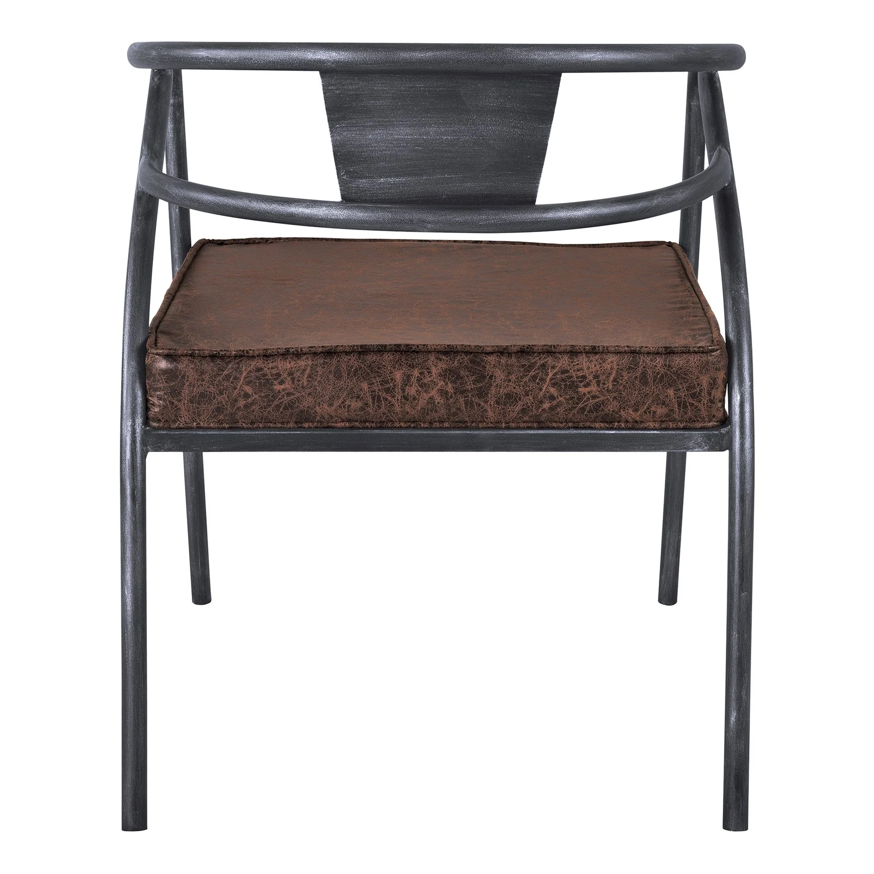 Paisley Modern Dining Chair in Industrial Gray Finish and Brown Fabric - Image 4