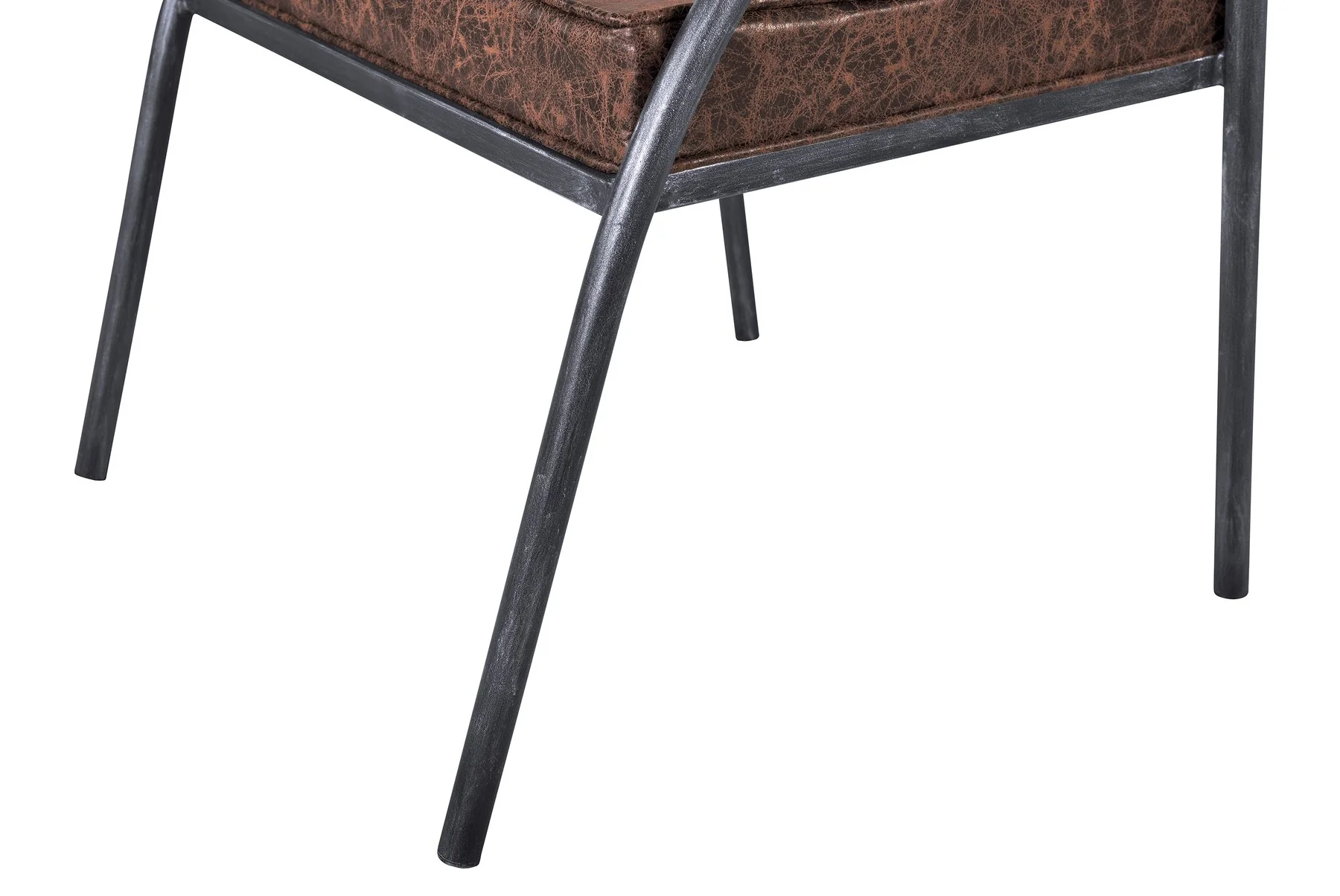 Paisley Modern Dining Chair in Industrial Gray Finish and Brown Fabric - Image 7
