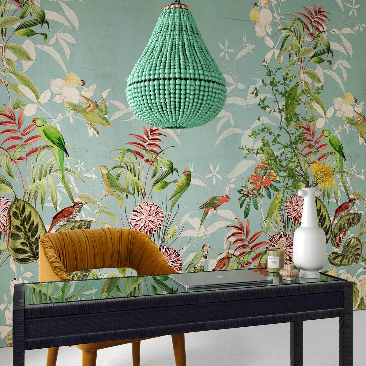Palani Green Wooden Bead Chandelier - Image 2