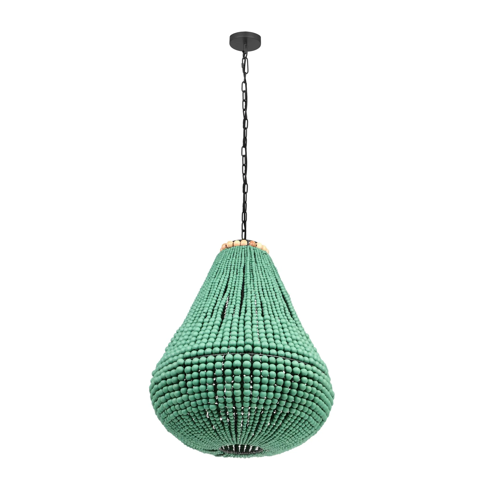 Palani Green Wooden Bead Chandelier - Image 3