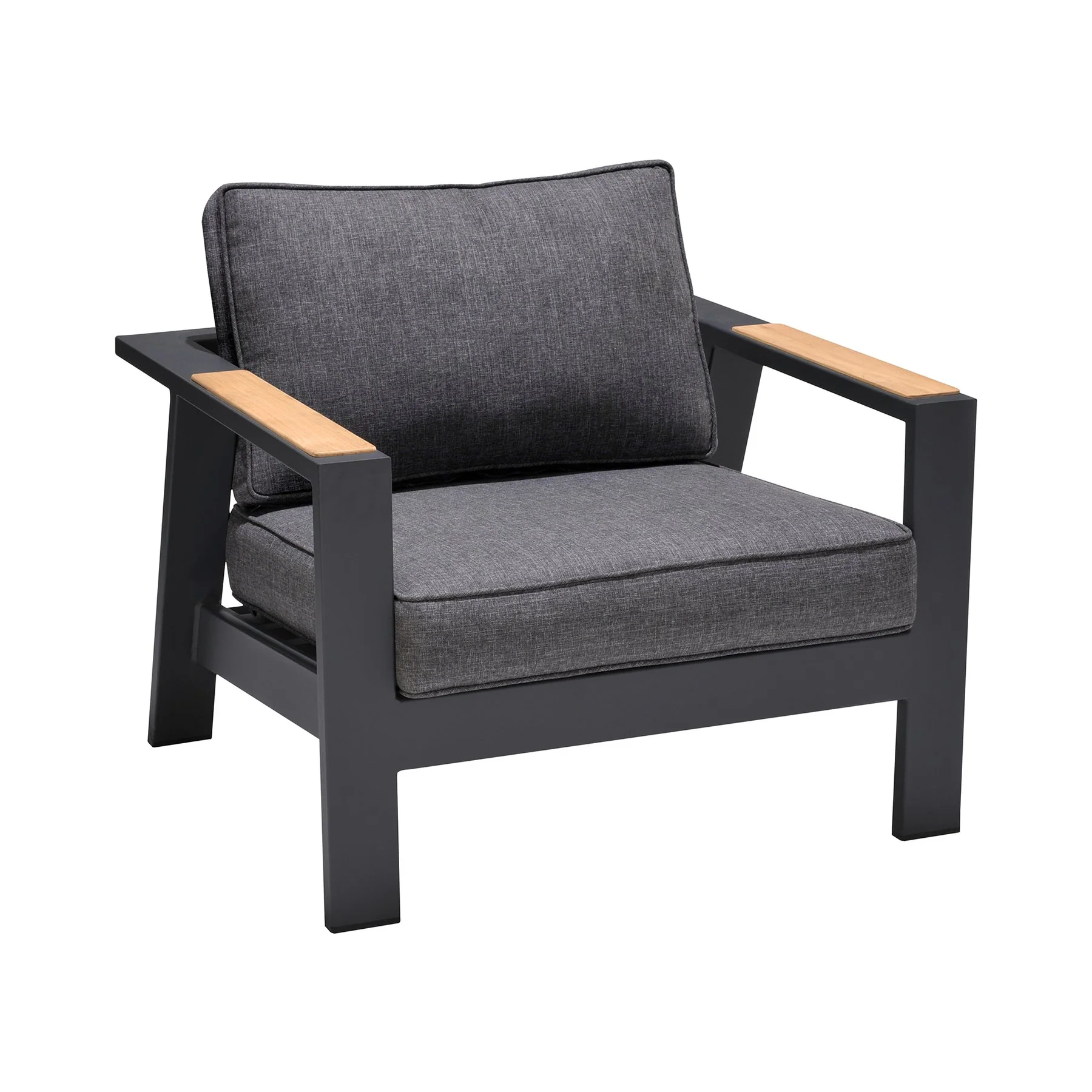 Palau 4 Piece Outdoor Sofa Set in Dark Gray with Natural Teak Wood Accent Top - Image 4