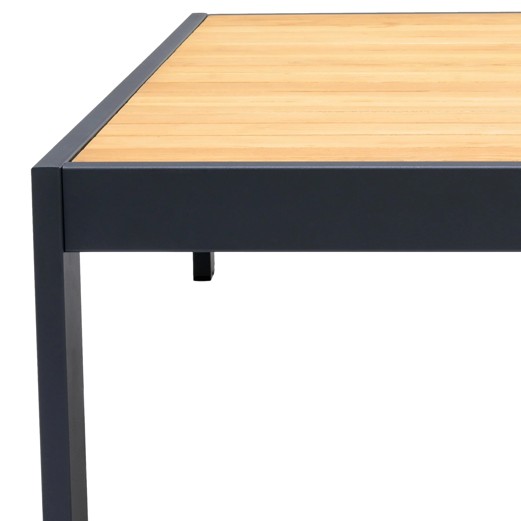 Palau Outdoor Coffee Table in Dark Gray with Natural Teak Wood Top - Image 5