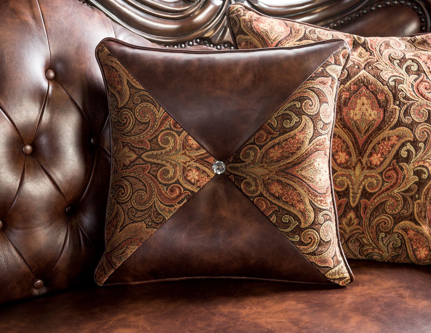 Palencia Loveseat, Dark Cherry/Light Brown - Image 4