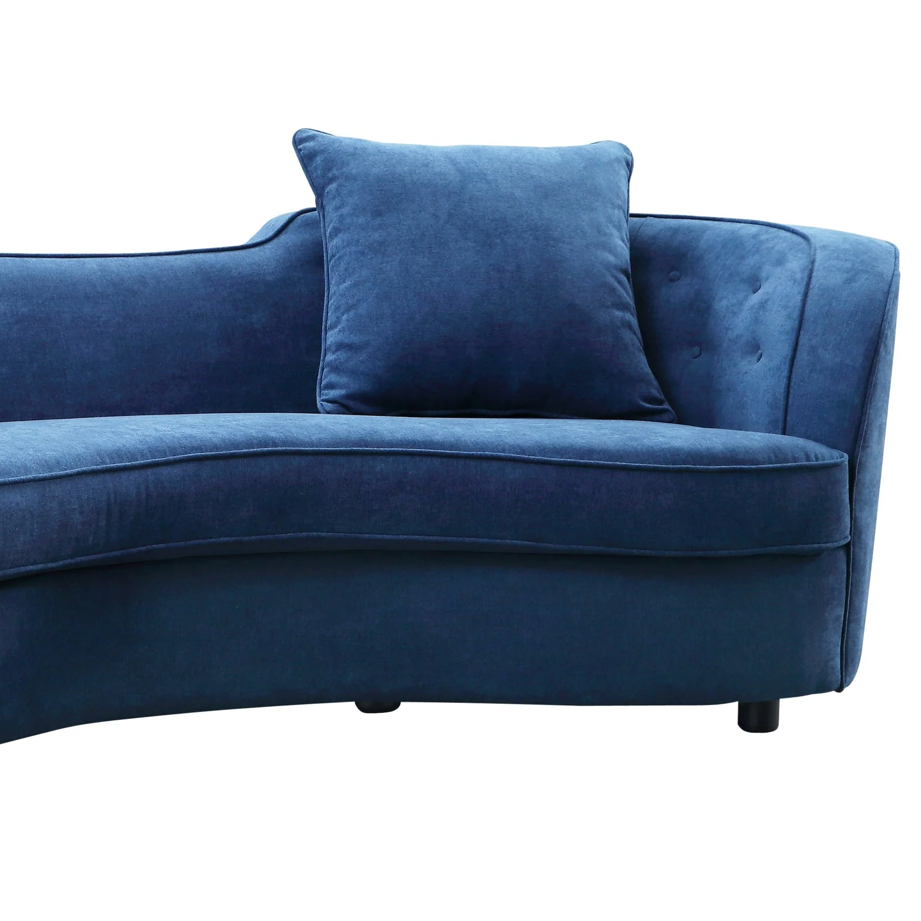 Palisade Contemporary Sofa in Blue Velvet with Brown Wood Legs - Image 2
