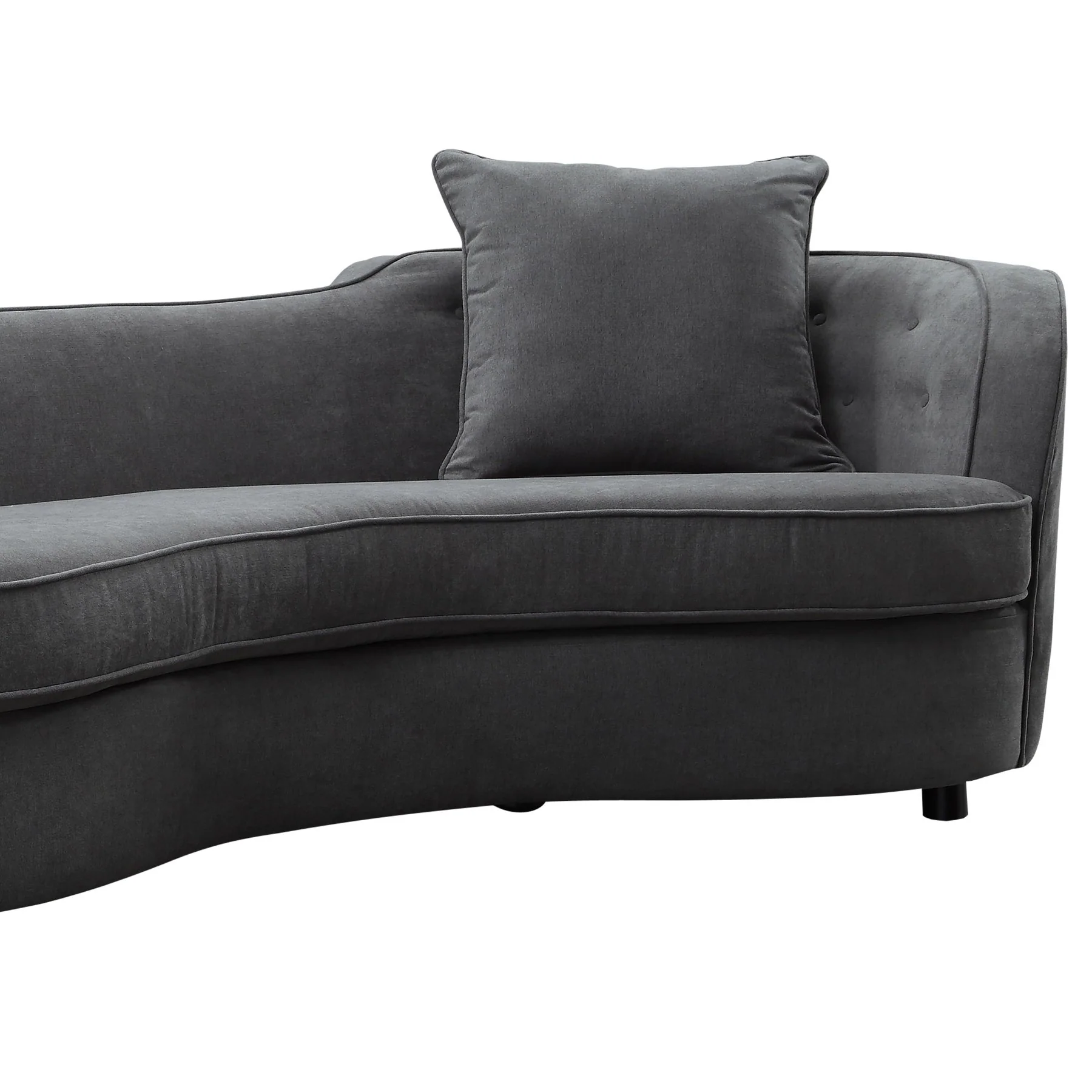 Palisade Contemporary Sofa in Gray Velvet with Brown Wood Legs - Image 2