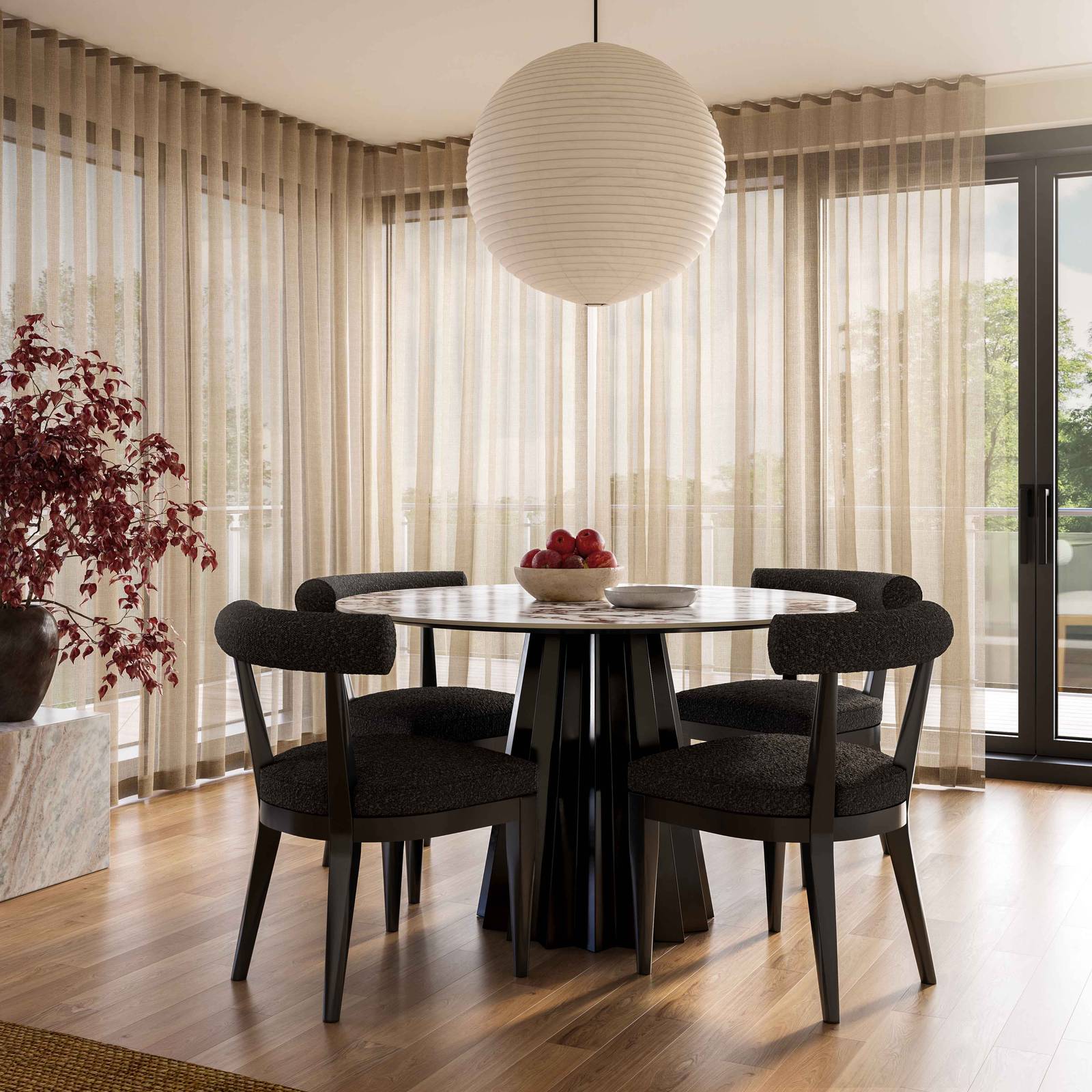 Palla Black Performance Boucle Dining Chair - Image 2