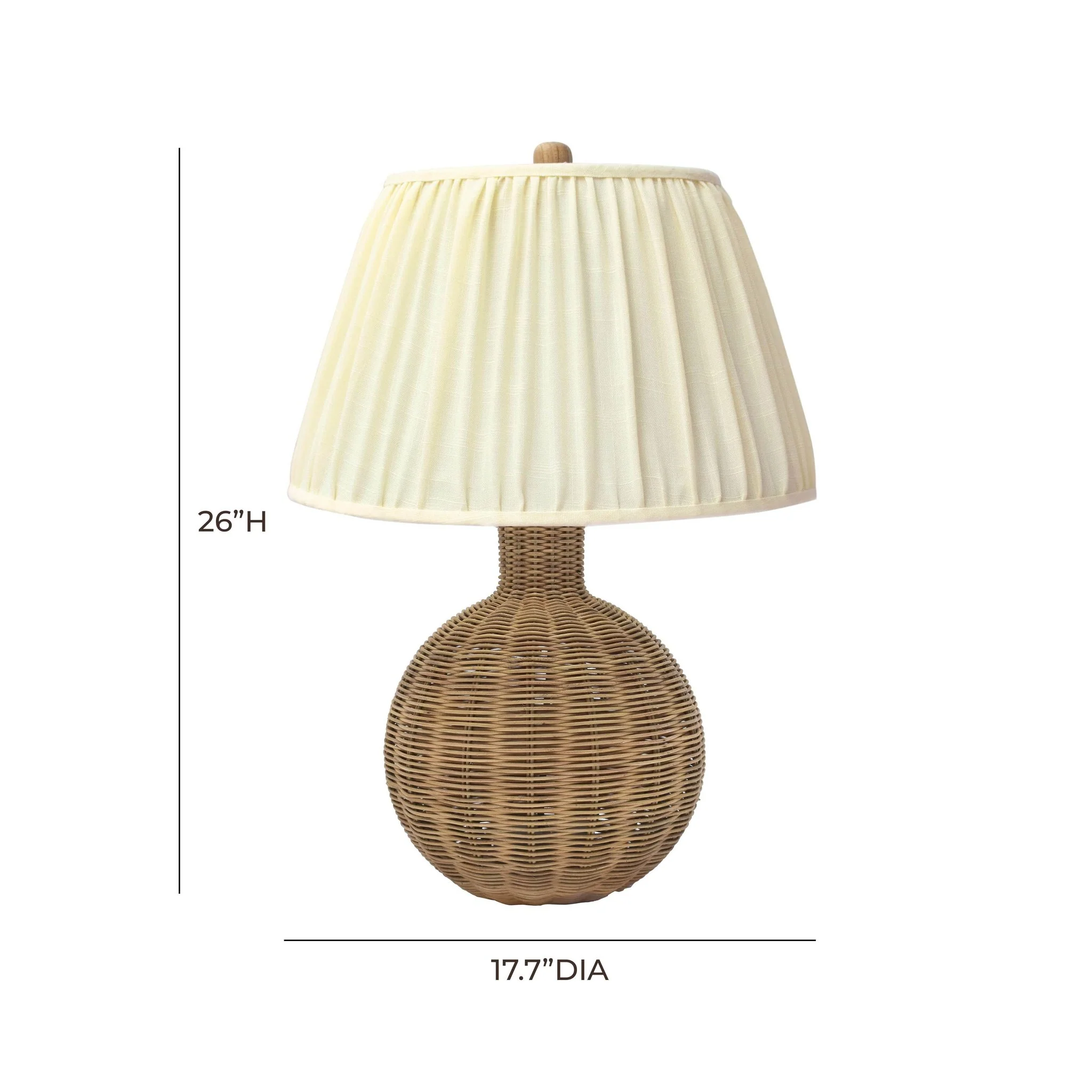 Pallora Cream & Natural Rattan Table Lamp - Image 6