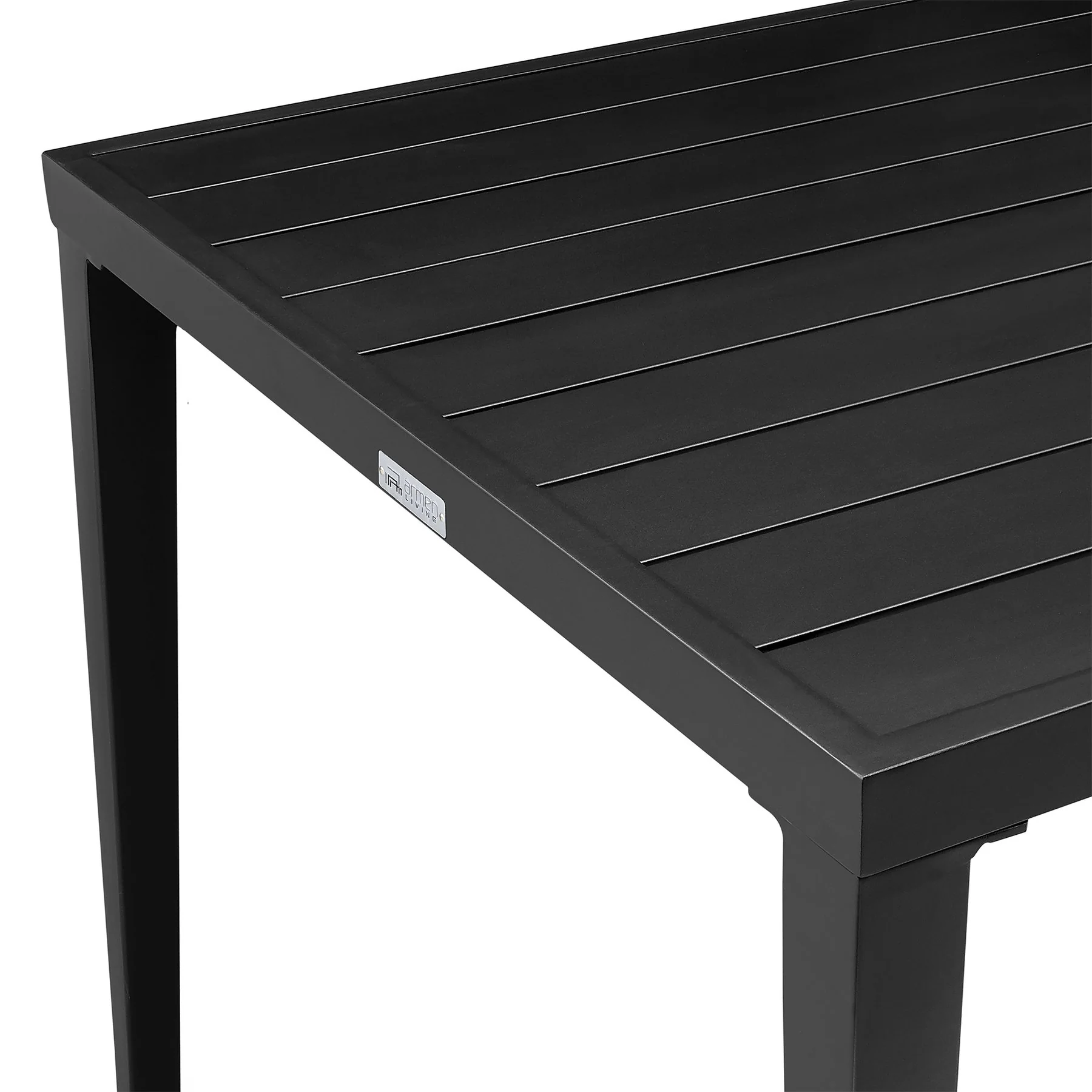 Palma Outdoor Patio 5-Piece Dining Table Set in Aluminum and Wicker with Gray Cushions - Image 7