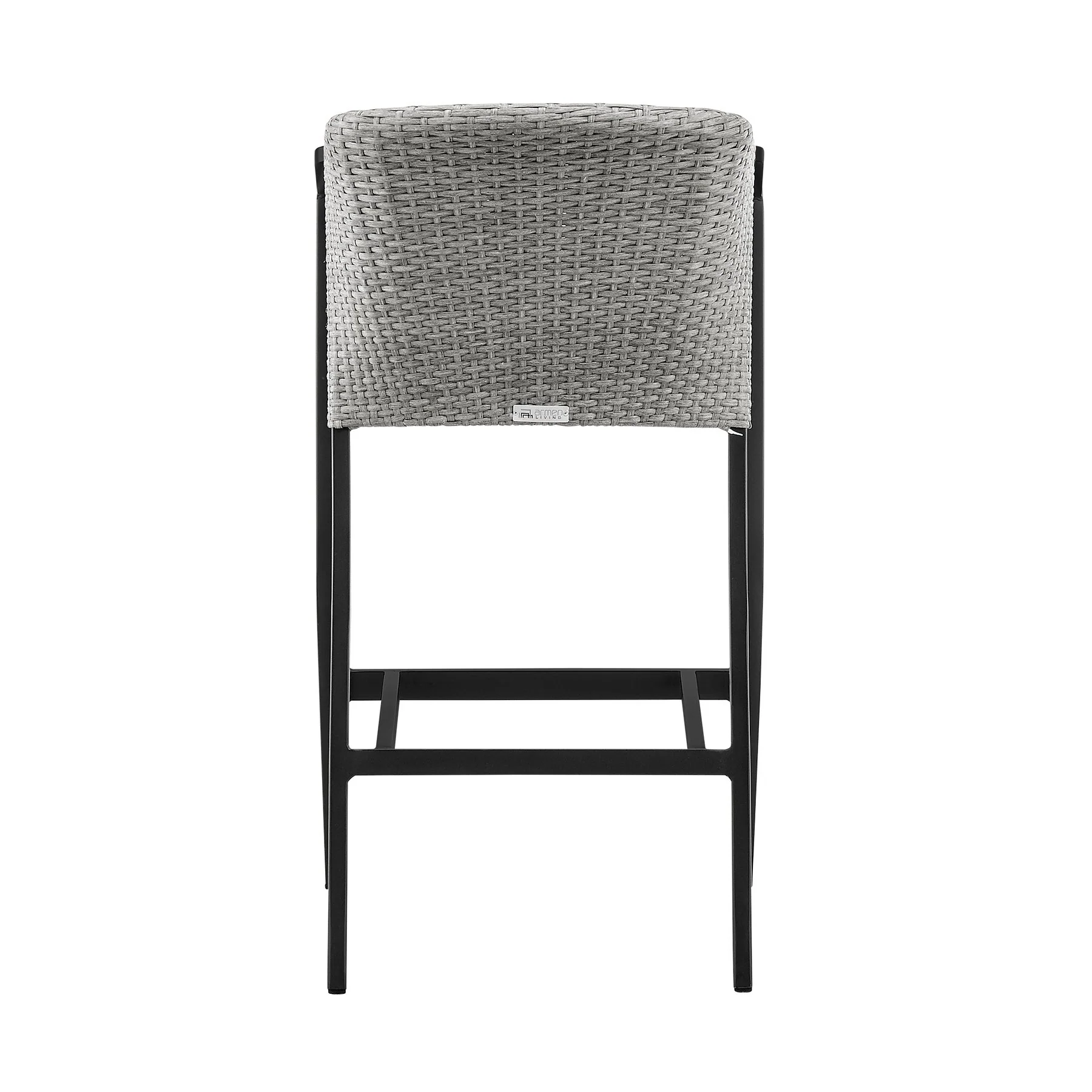 Palma Outdoor Patio Bar Stool in Aluminum and Wicker with Gray Cushions - Image 5