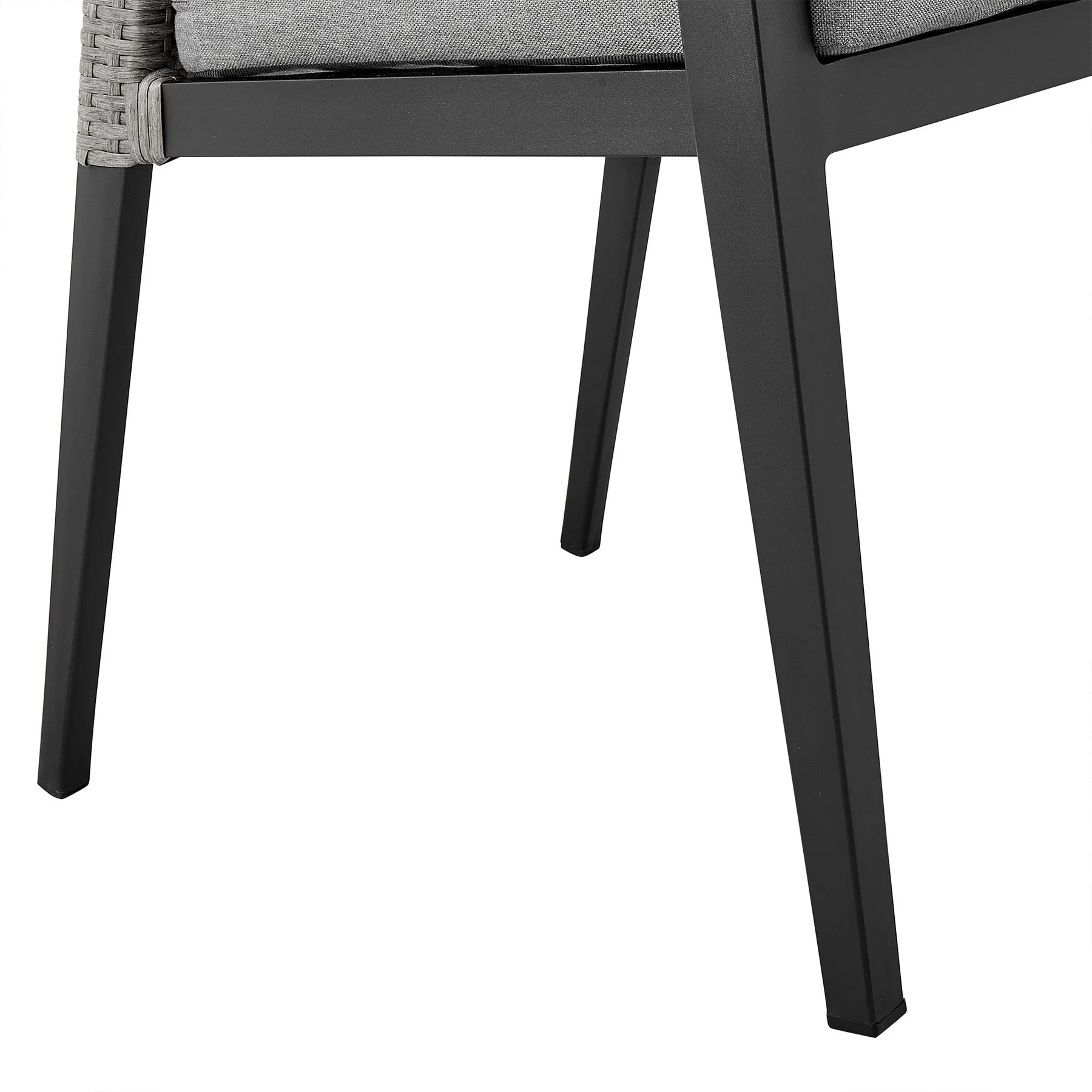 Palma Outdoor Patio Dining Chairs in Aluminum and Wicker with Gray Cushions - Set of 2 - Image 8