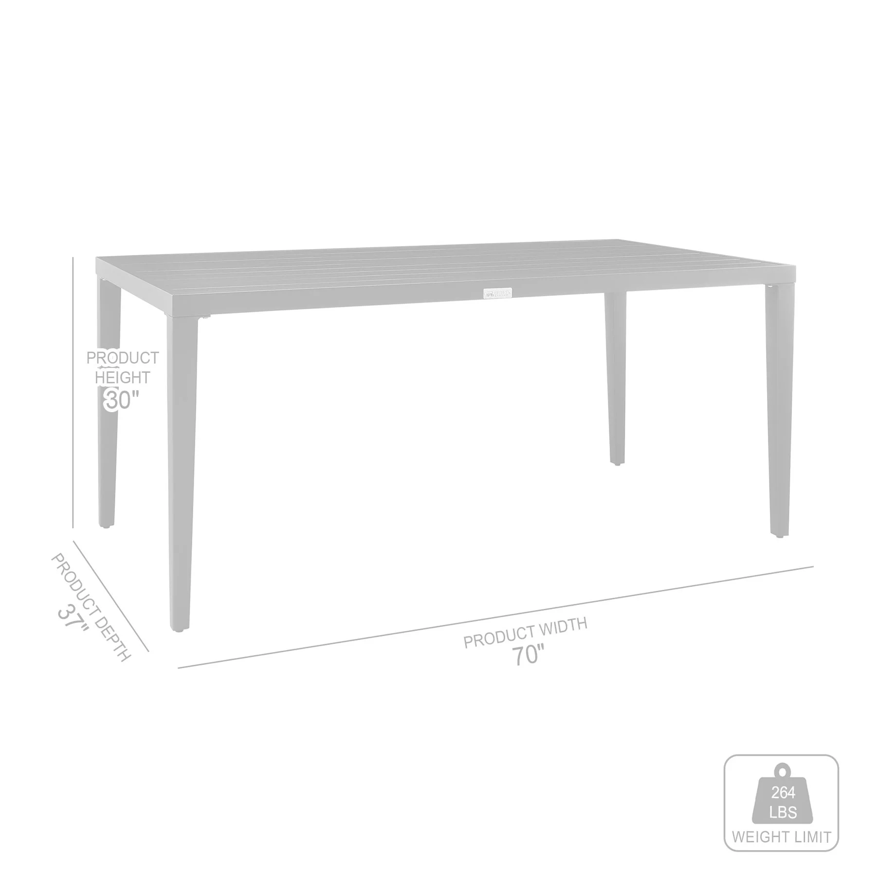 Palma Outdoor Patio Dining Table in Aluminum - Image 5