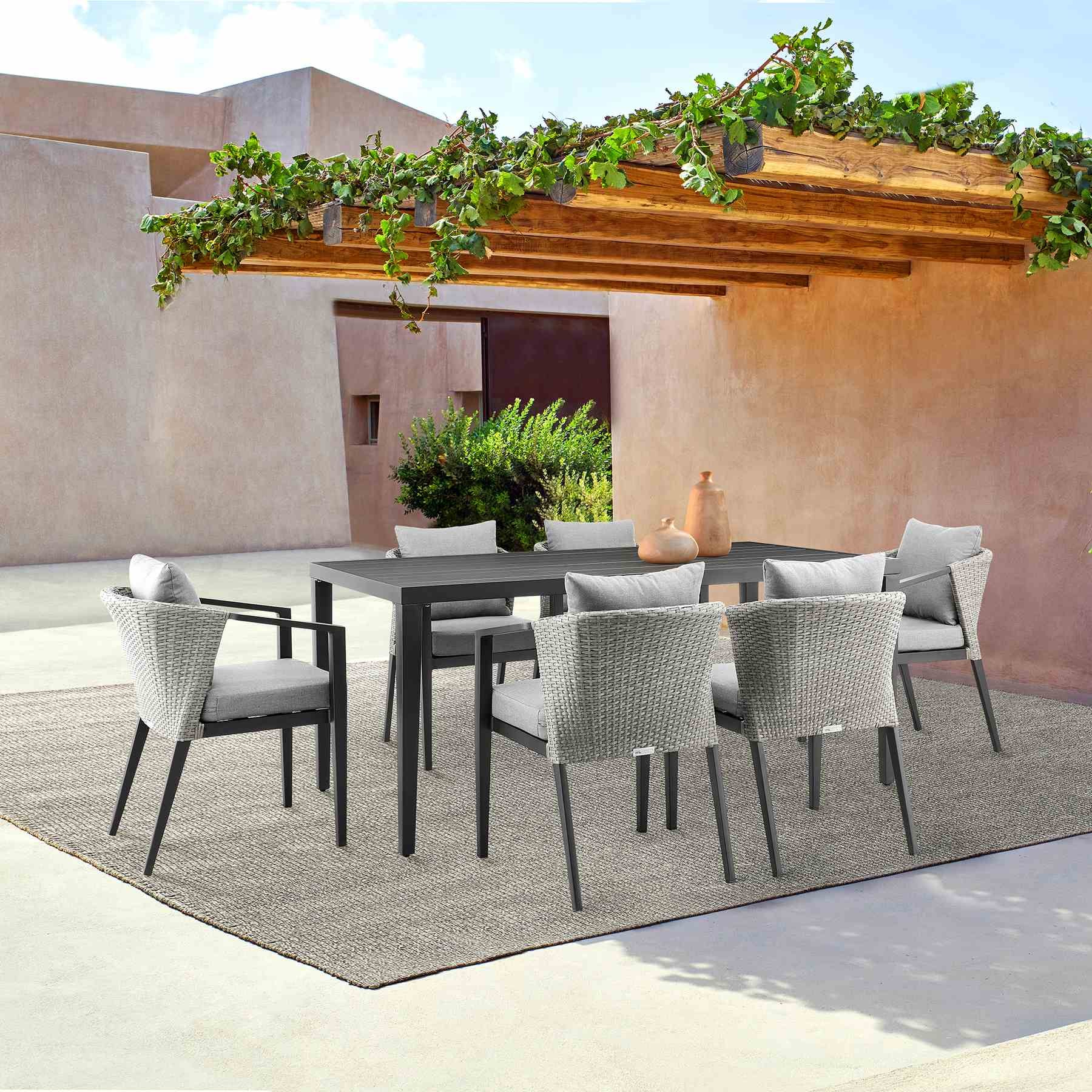 Palma Outdoor Patio Dining Table in Aluminum - Image 7
