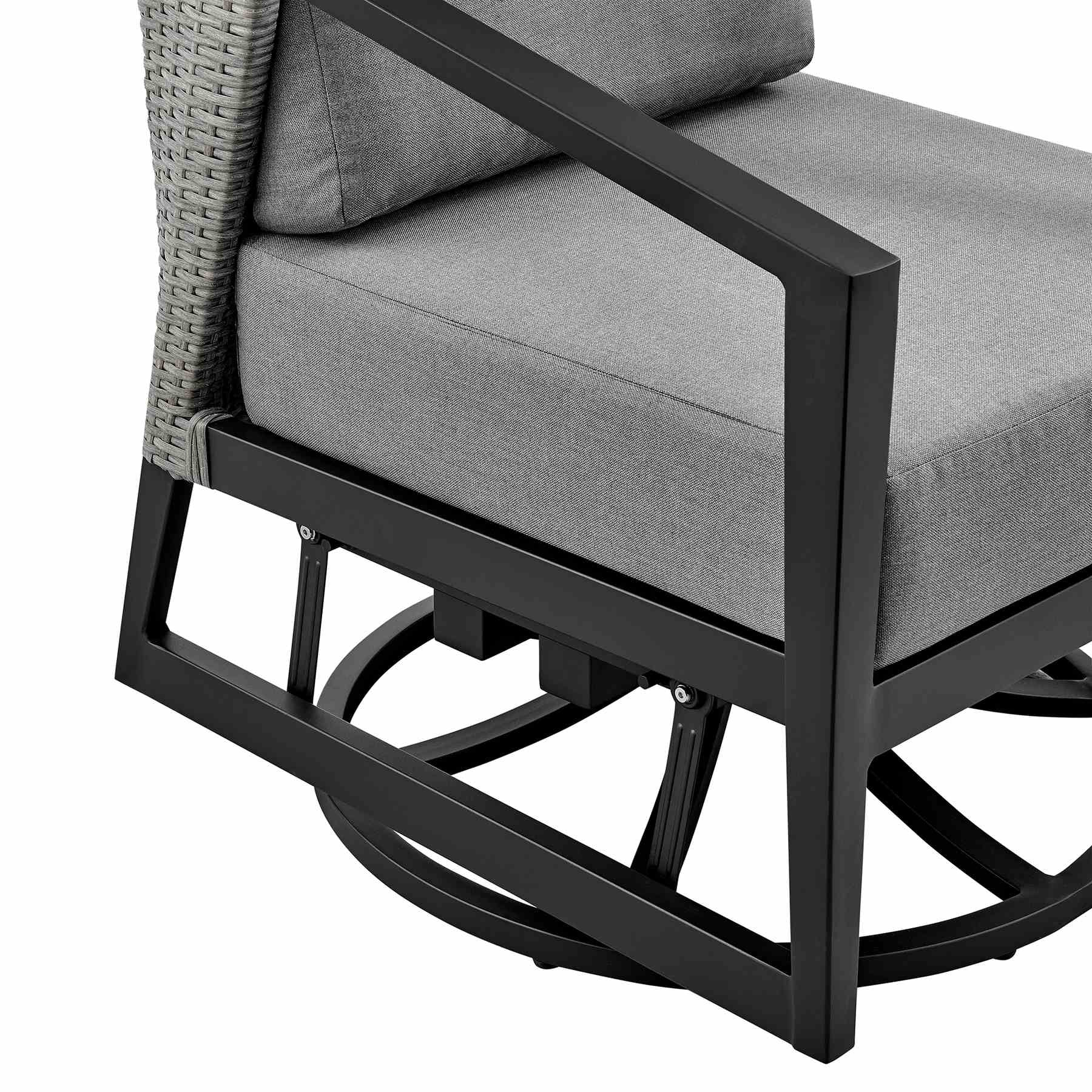 Palma Outdoor Patio Swivel Lounge Chair in Aluminum with Gray Cushions - Image 6