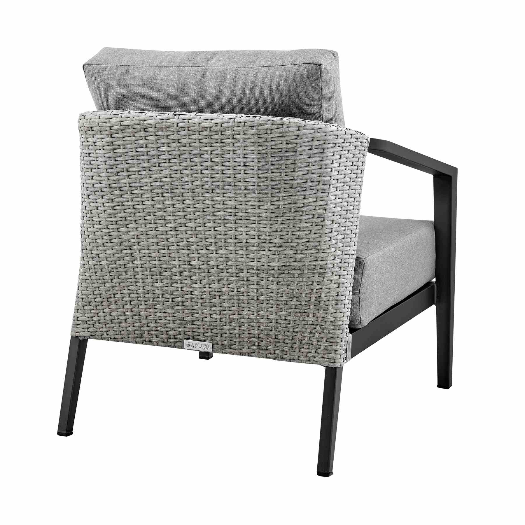 Palma Wicker and Aluminum Outdoor Chair in Black and Dark Gray - Image 3
