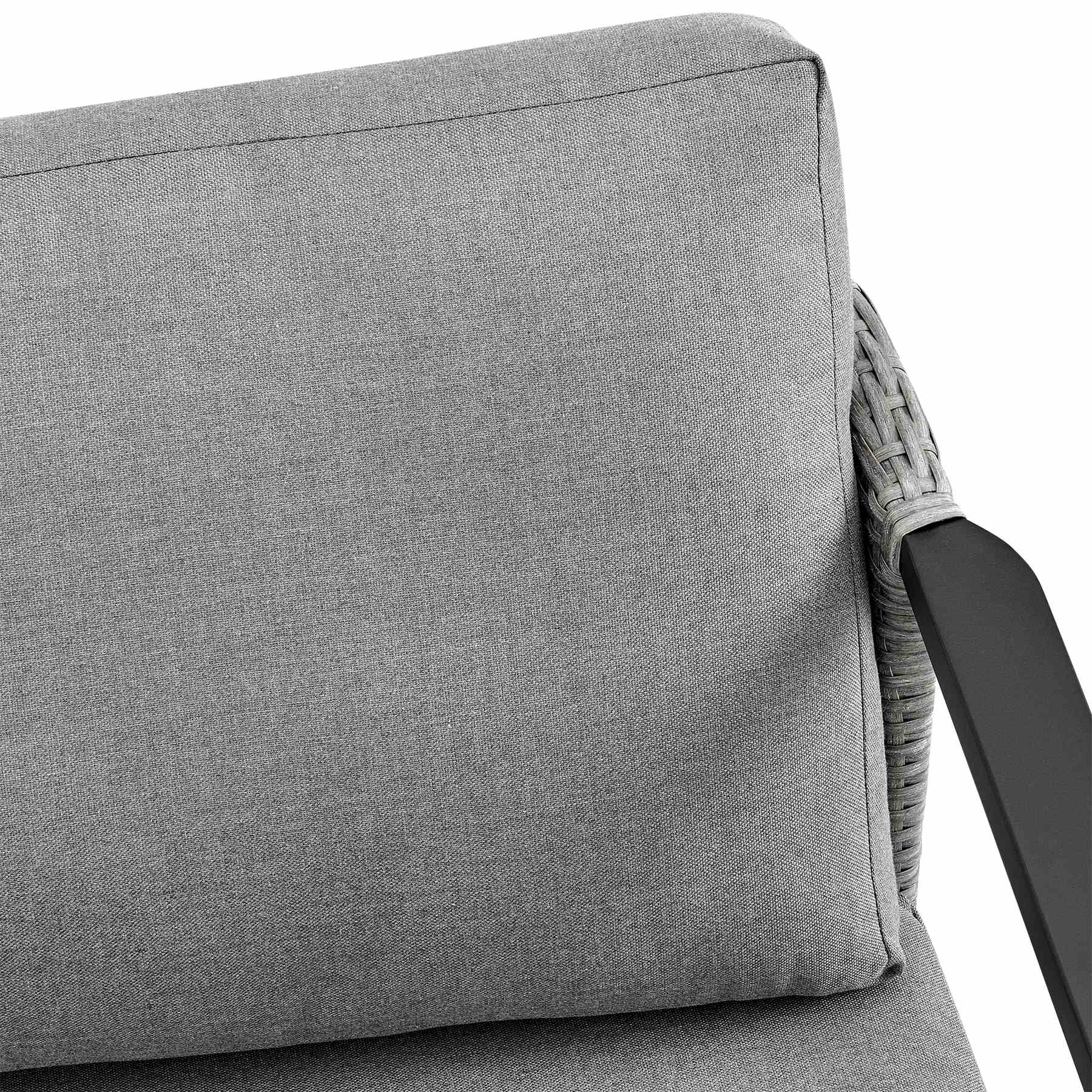 Palma Wicker and Aluminum Outdoor Sofa in Black and Dark Gray - Image 5