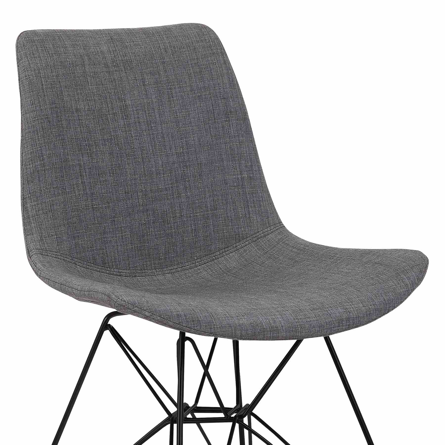 Palmetto Contemporary Dining Chair in Charcoal Fabric with Black Metal Legs - Image 4