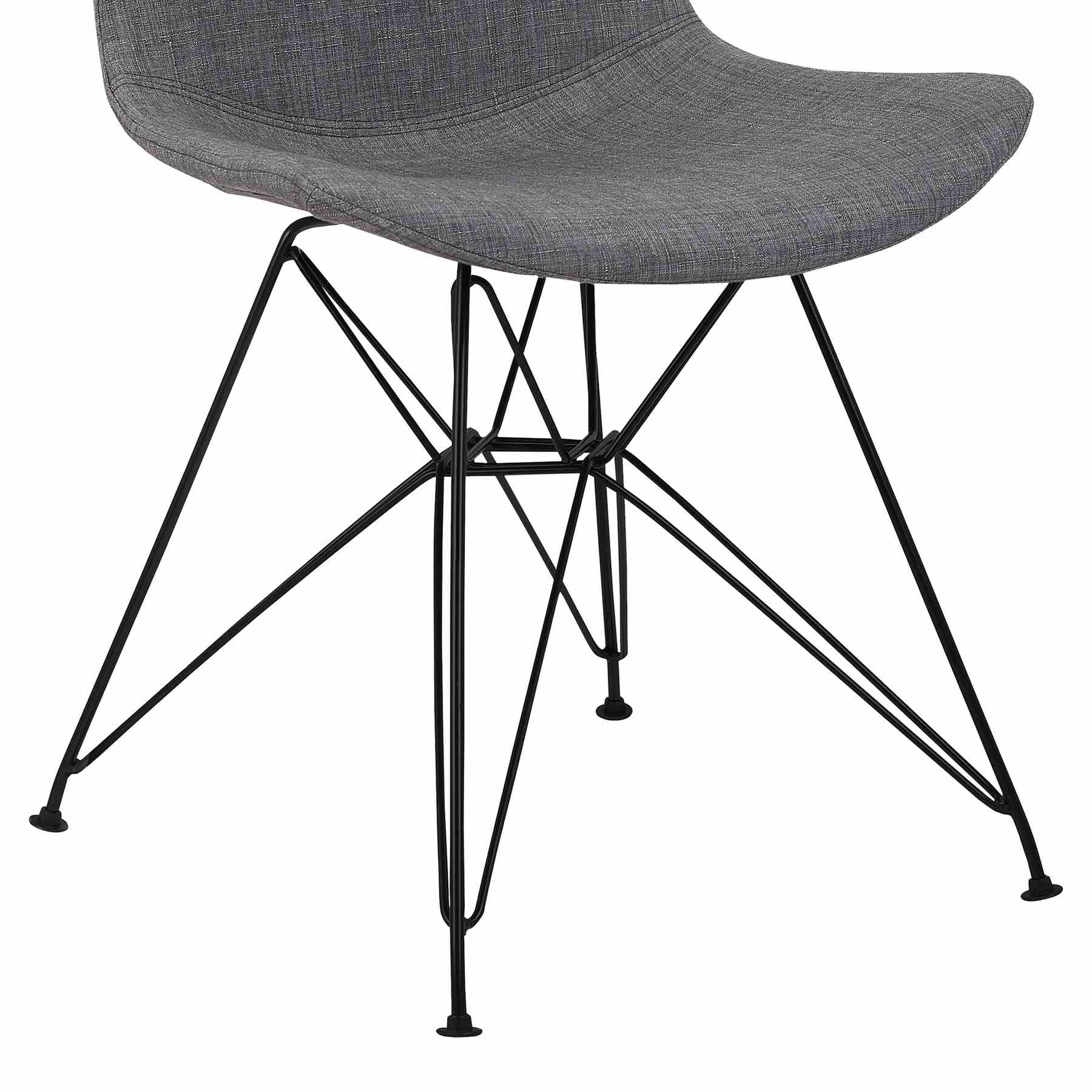 Palmetto Contemporary Dining Chair in Charcoal Fabric with Black Metal Legs - Image 6