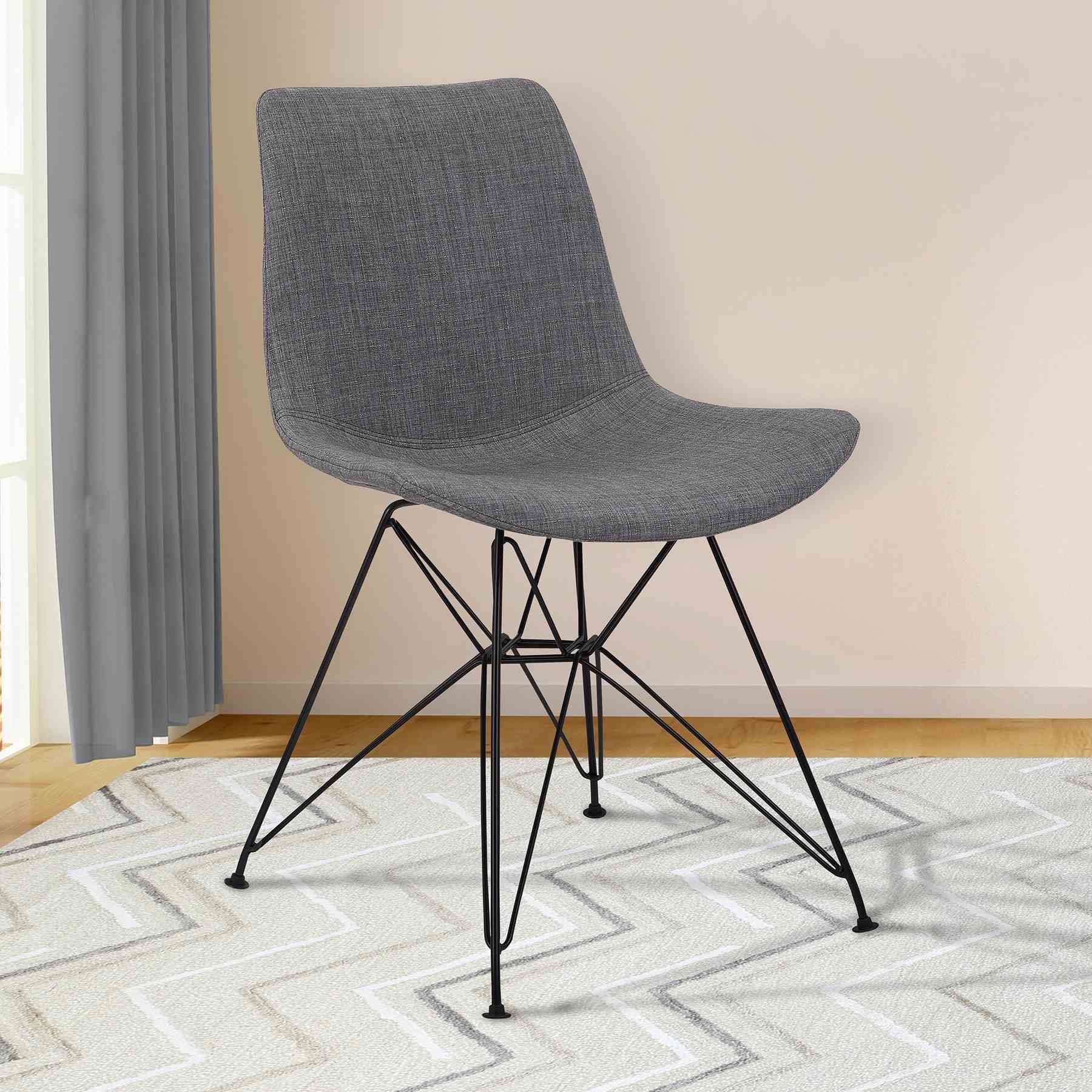 Palmetto Contemporary Dining Chair in Charcoal Fabric with Black Metal Legs - Image 7