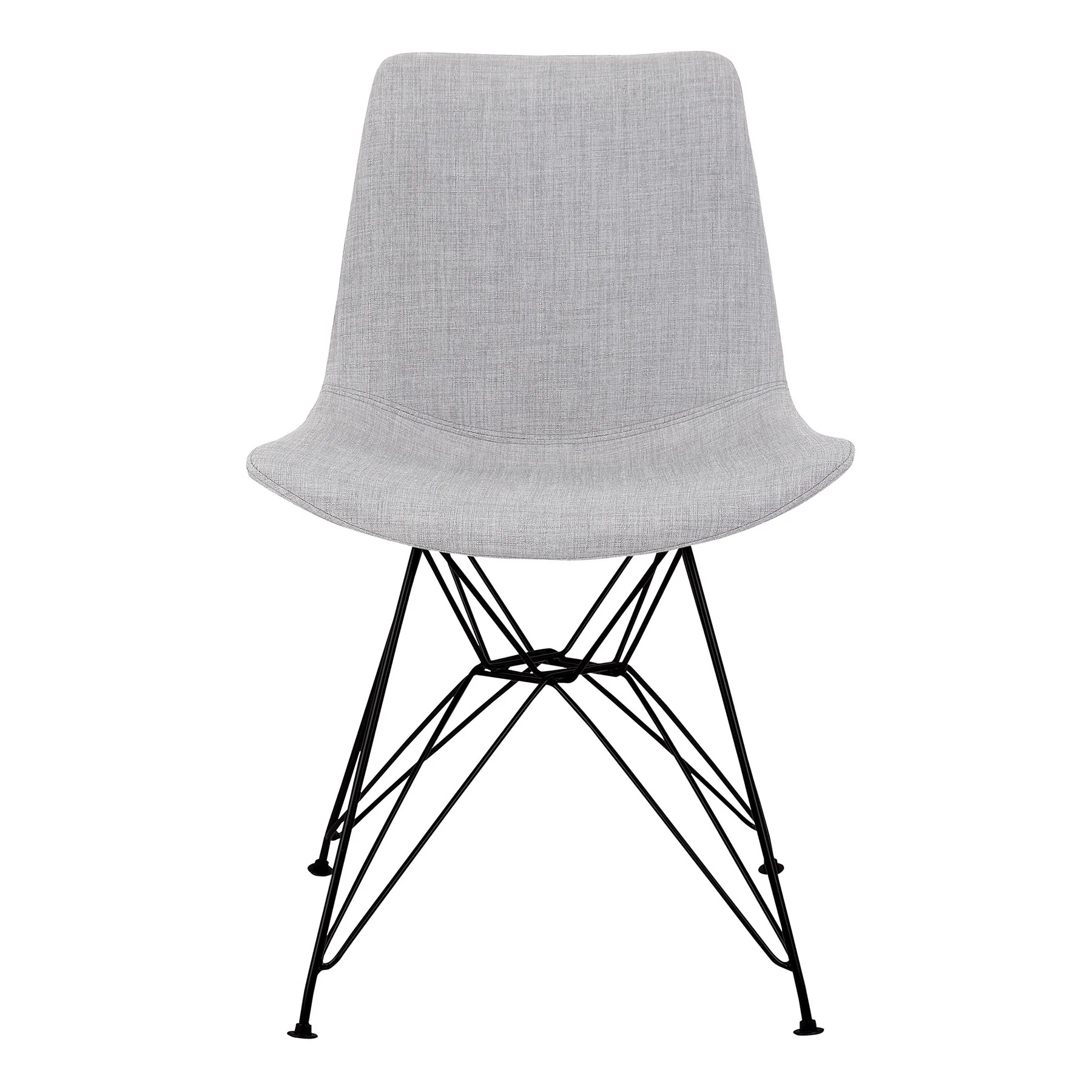 Palmetto Contemporary Dining Chair in Gray Fabric with Black Metal Legs - Image 2