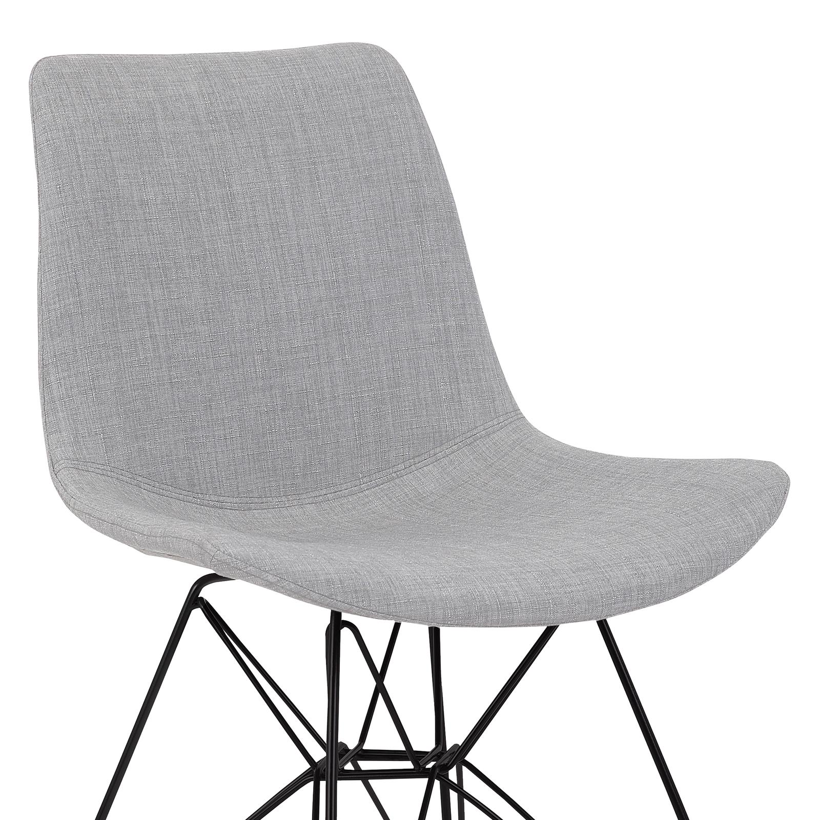 Palmetto Contemporary Dining Chair in Gray Fabric with Black Metal Legs - Image 4
