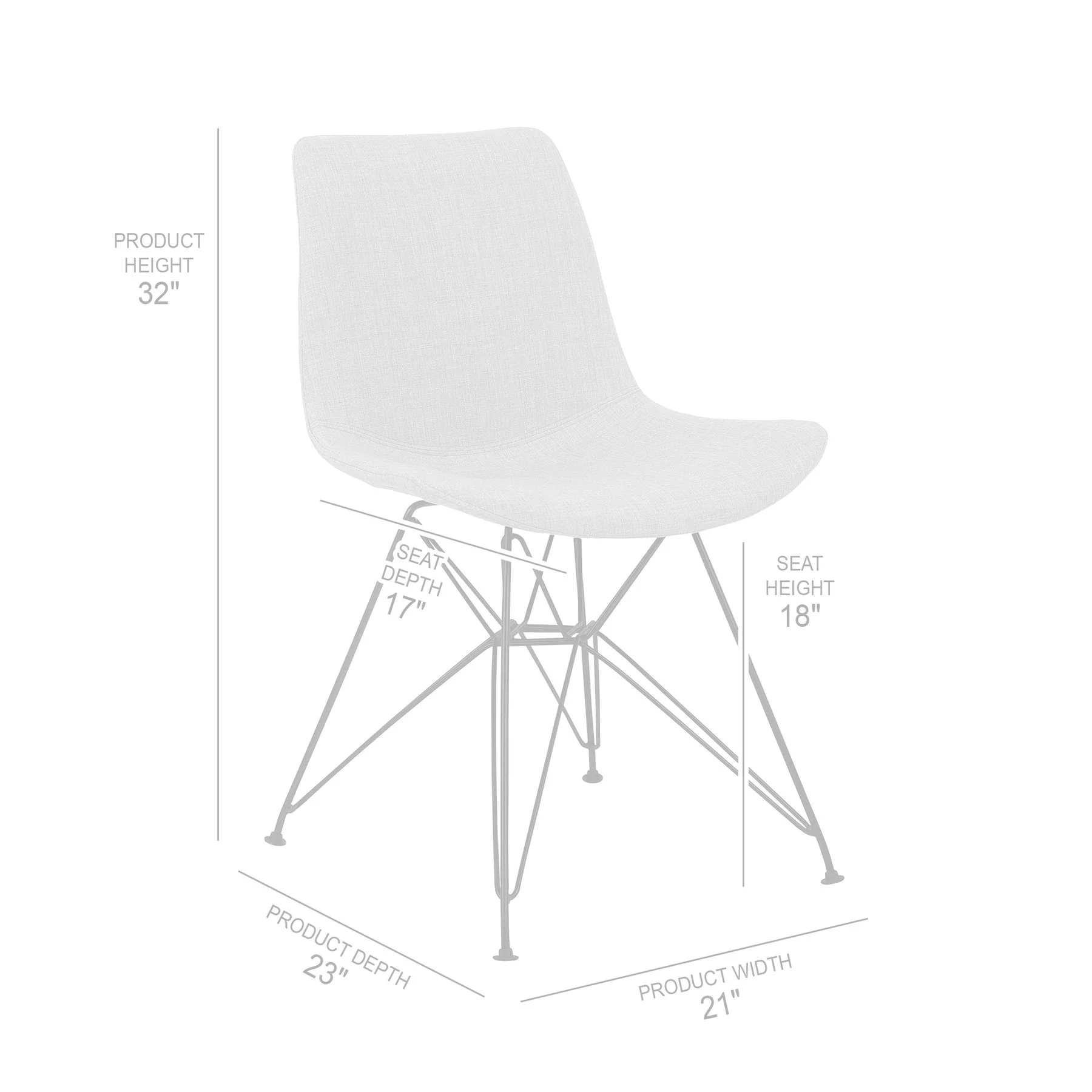 Palmetto Contemporary Dining Chair in Gray Fabric with Black Metal Legs - Image 7