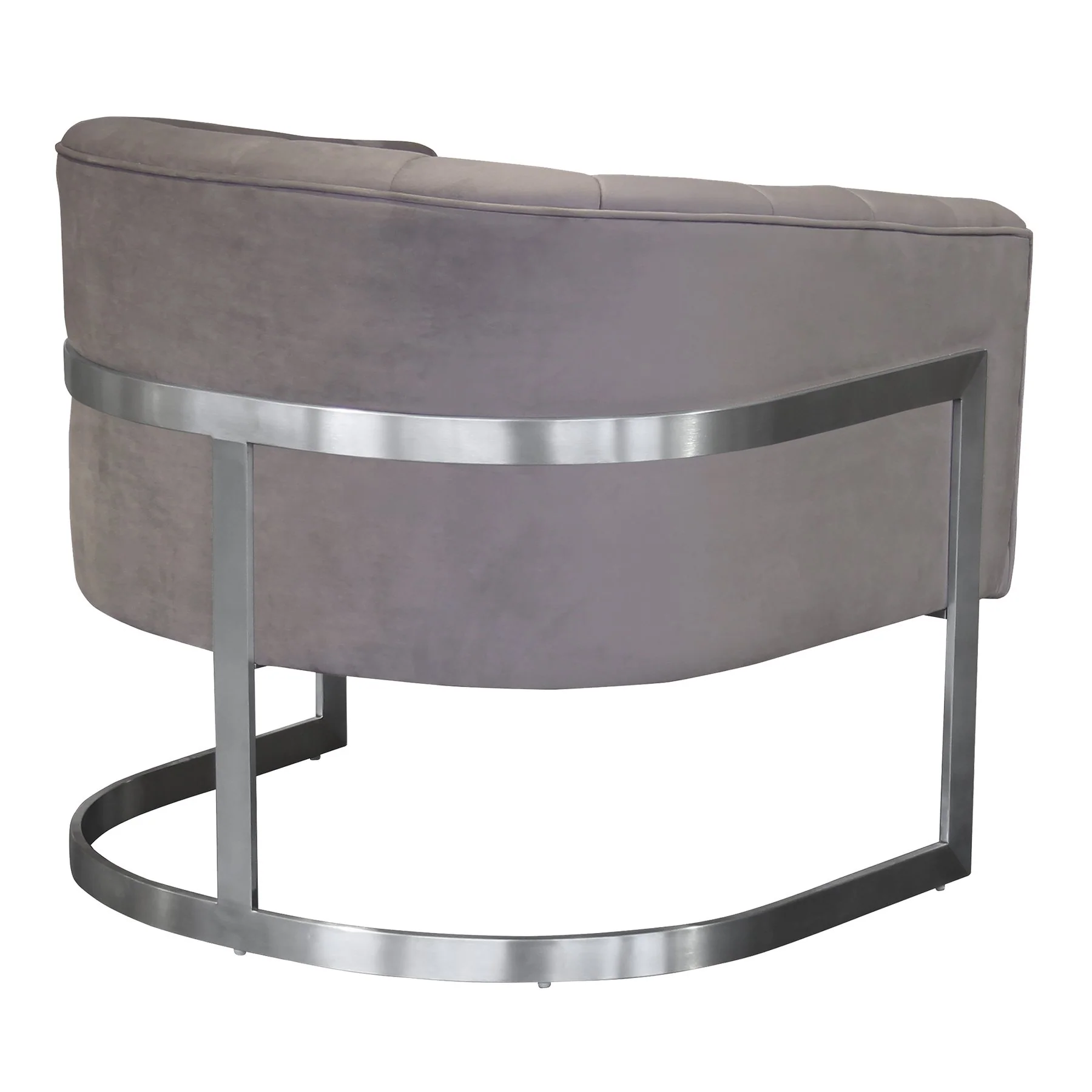 Paloma Contemporary Accent Chair in Brushed Stainless Steel Finish with Beige Fabric - Image 2