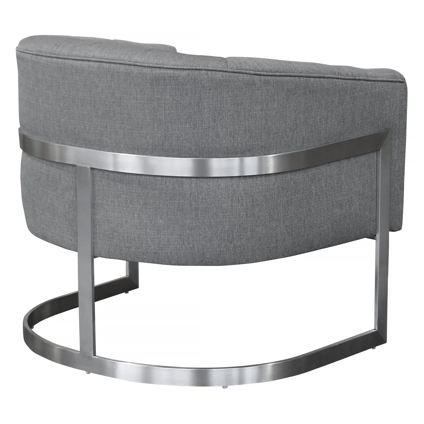 Paloma Contemporary Accent Chair in Brushed Stainless Steel Finish with Gray Fabric - Image 2