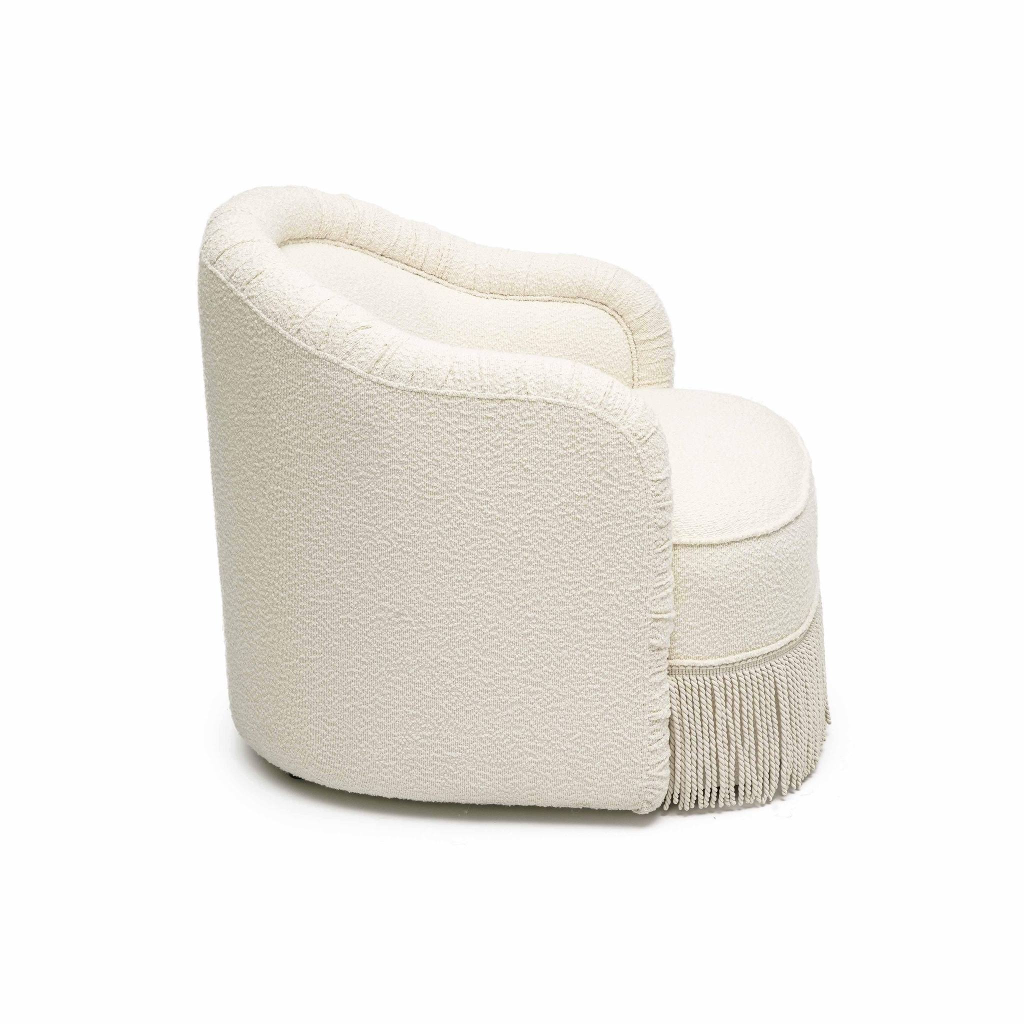 Pamela Cream Boucle Tassel Lounge Chair - Image 5
