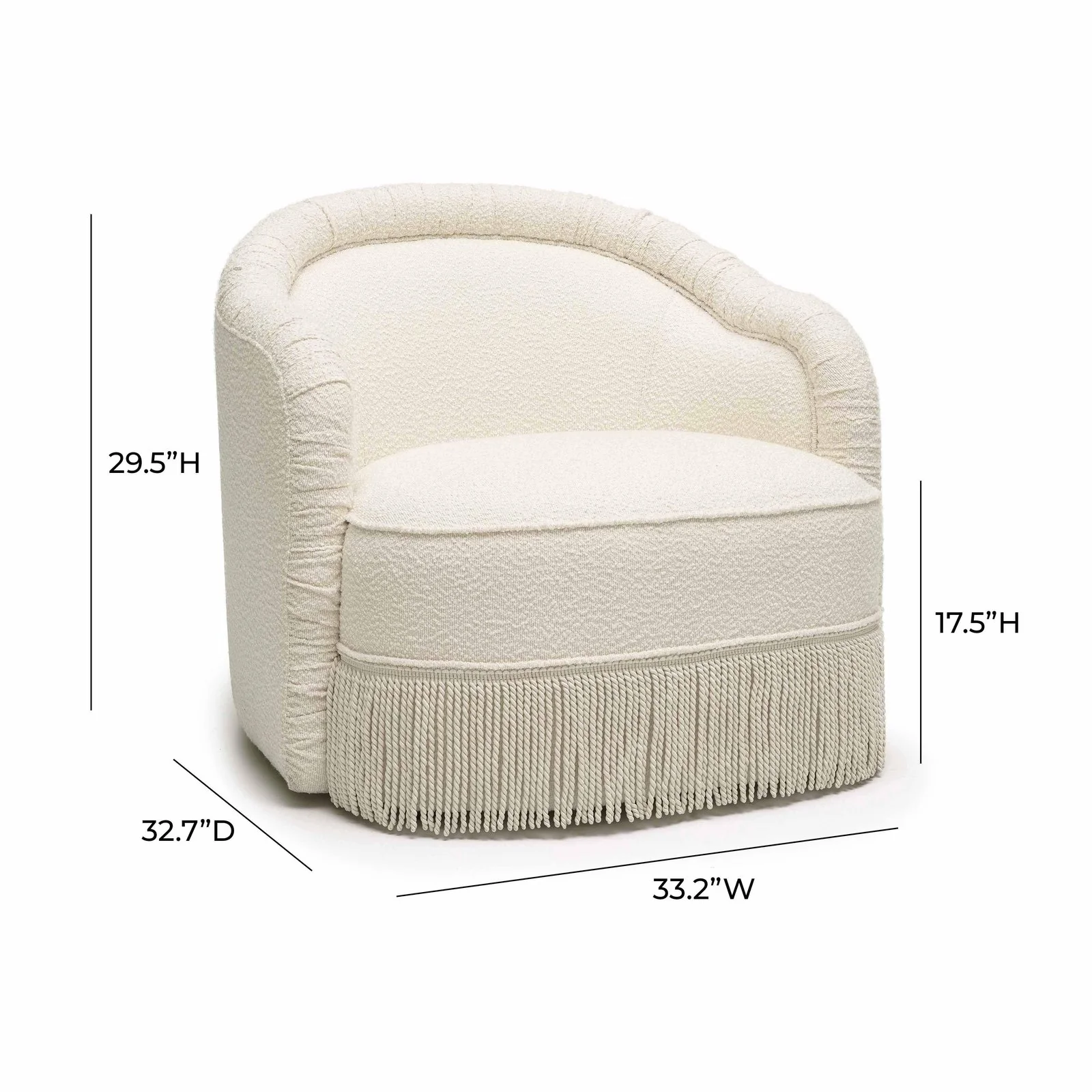 Pamela Cream Boucle Tassel Lounge Chair - Image 7