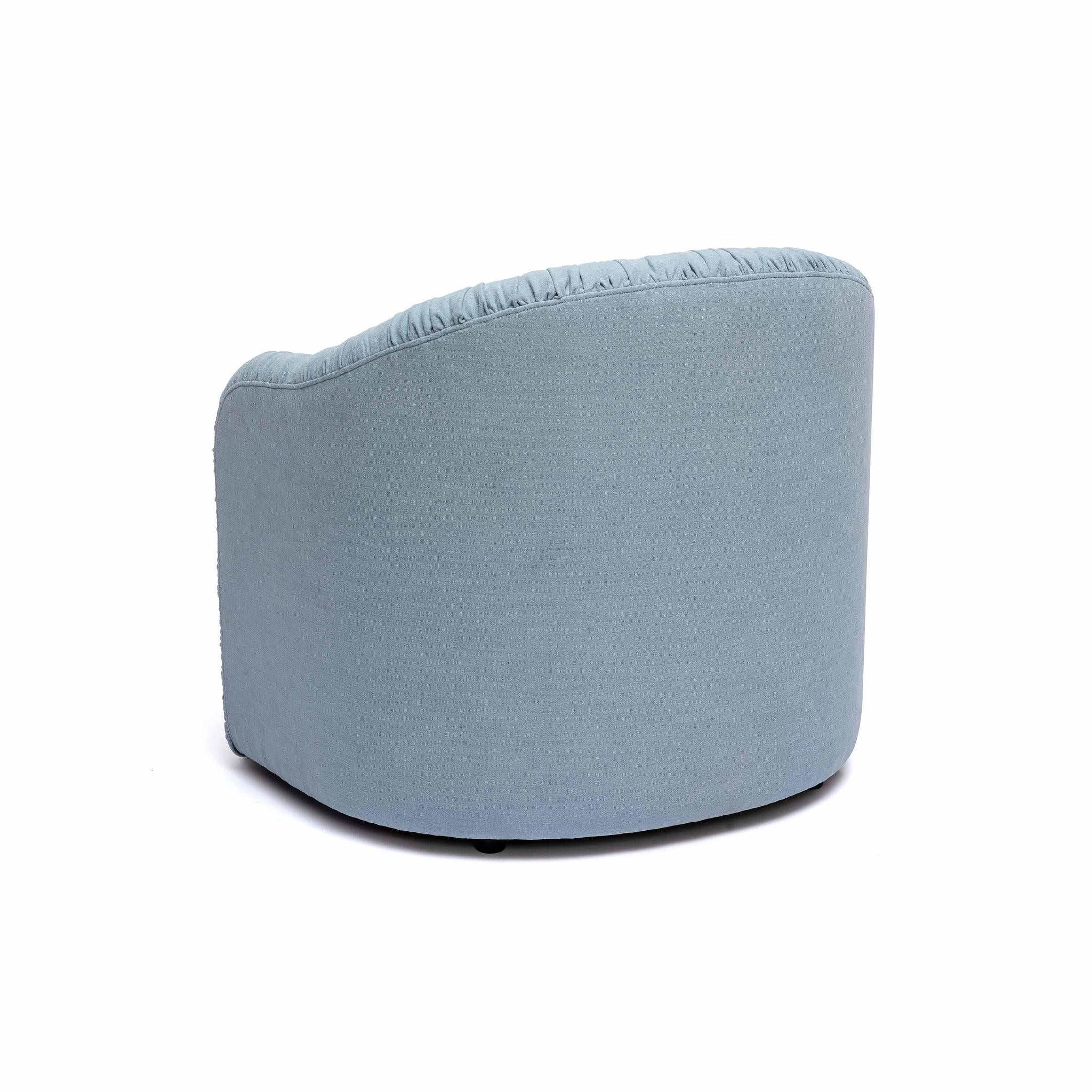 Pamela Faded Blue Recycled Fabric Tassel Lounge Chair - Image 4