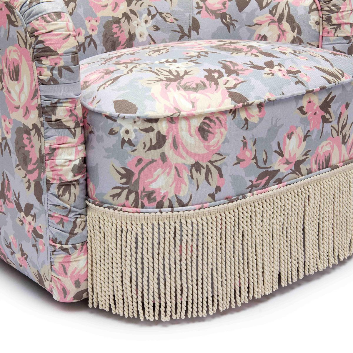 Pamela Spring Floral Print Tasseled Lounge Chair - Image 5