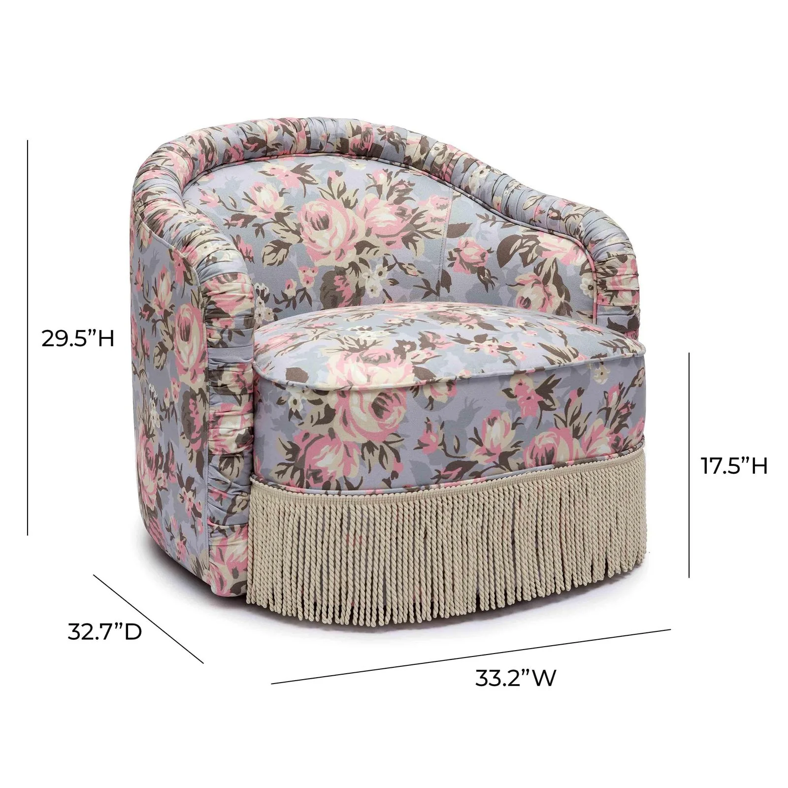 Pamela Spring Floral Print Tasseled Lounge Chair - Image 6