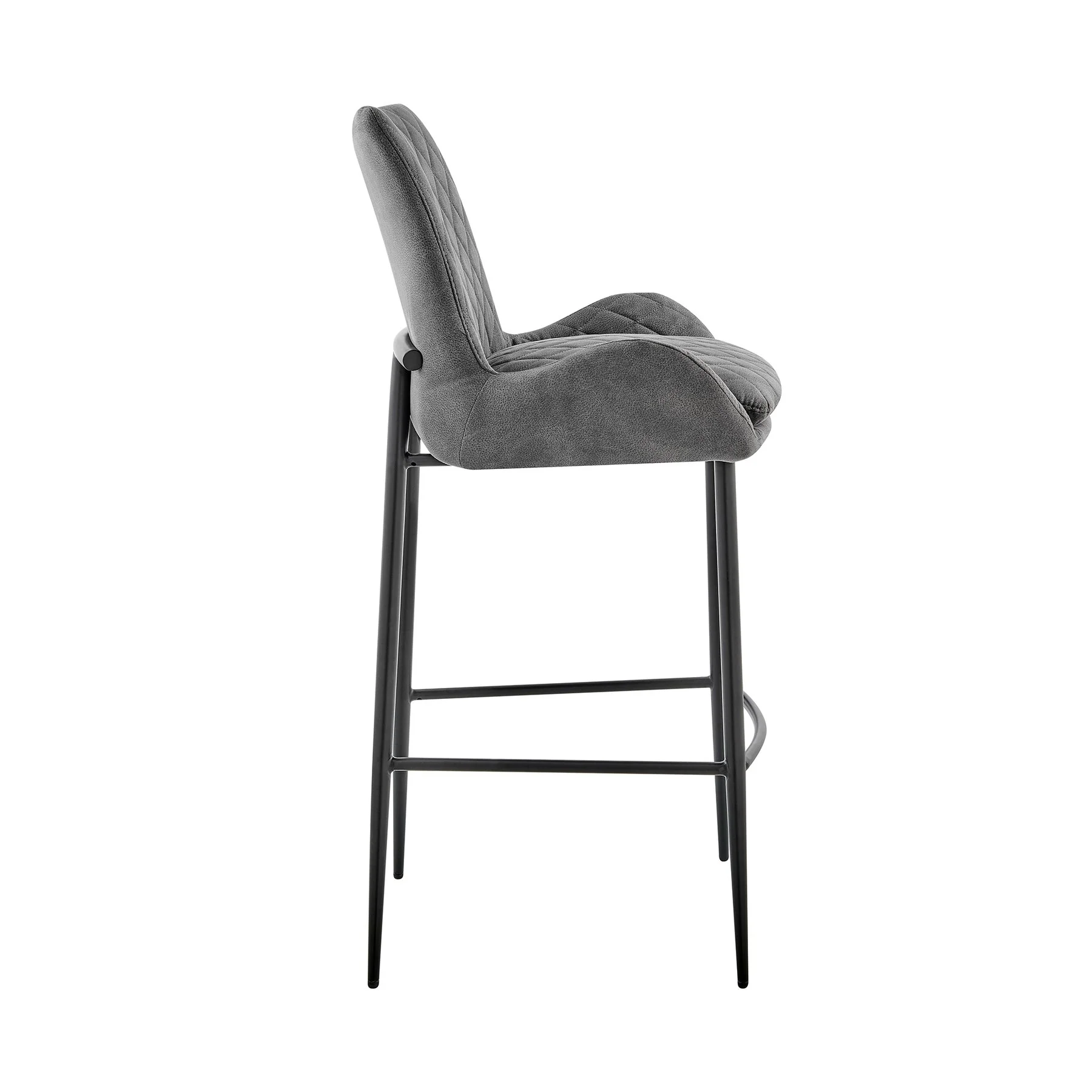 Panama 26" Counter Height Bar Stool in Charcoal Fabric and Black Finish - Image 3