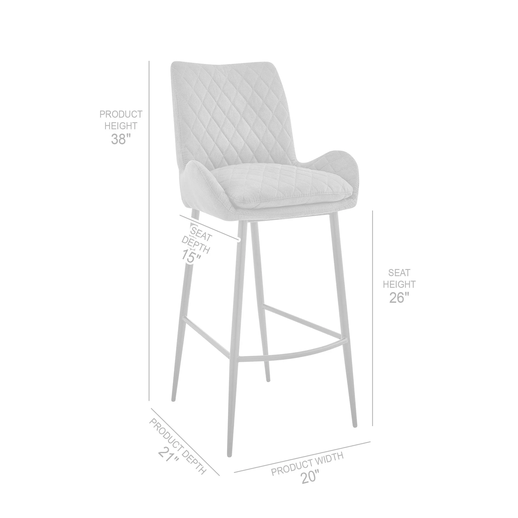 Panama 26" Counter Height Bar Stool in Charcoal Fabric and Black Finish - Image 8