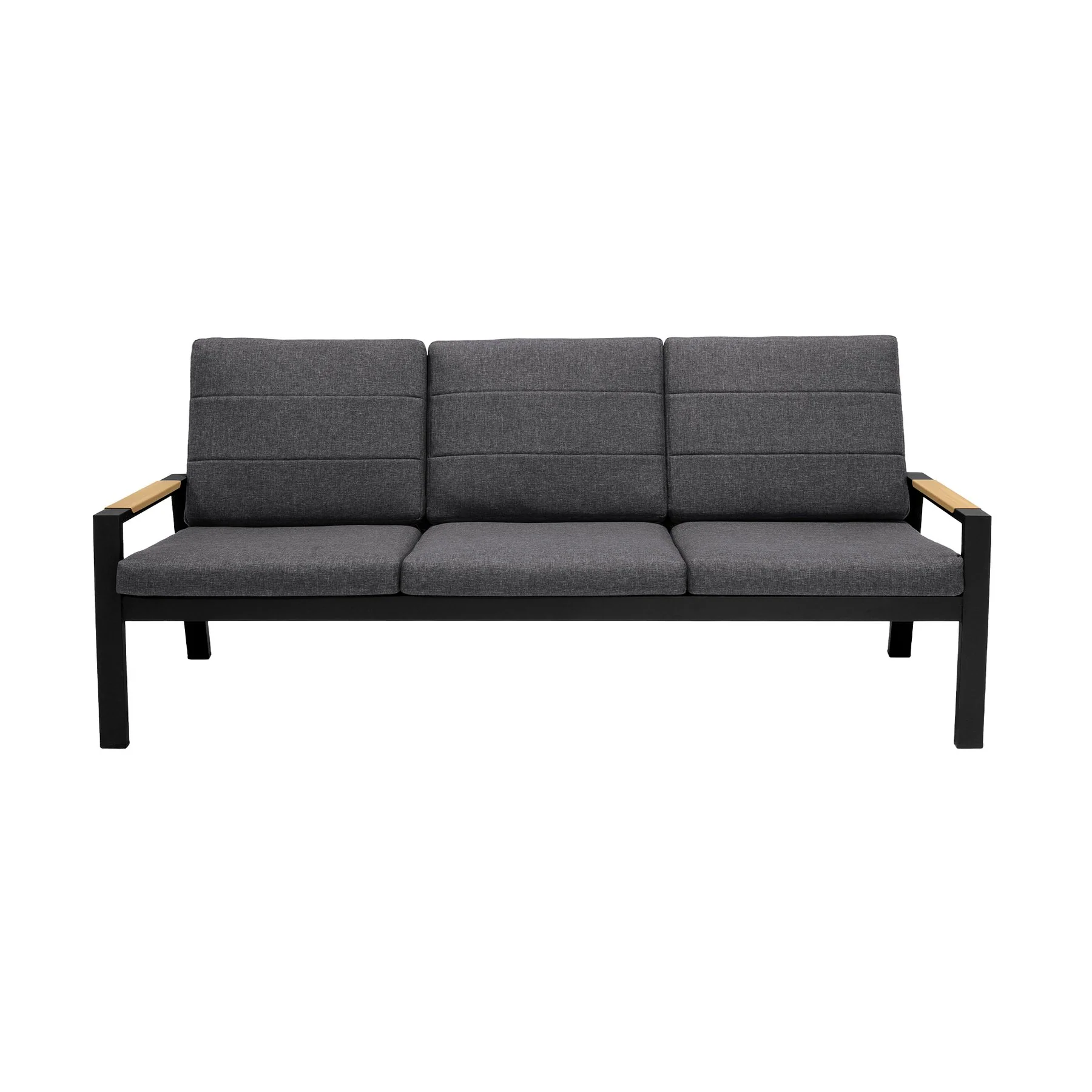 Panama Outdoor 4 Piece Black Aluminum Sofa Seating Set with Dark Gray Olefin - Image 2