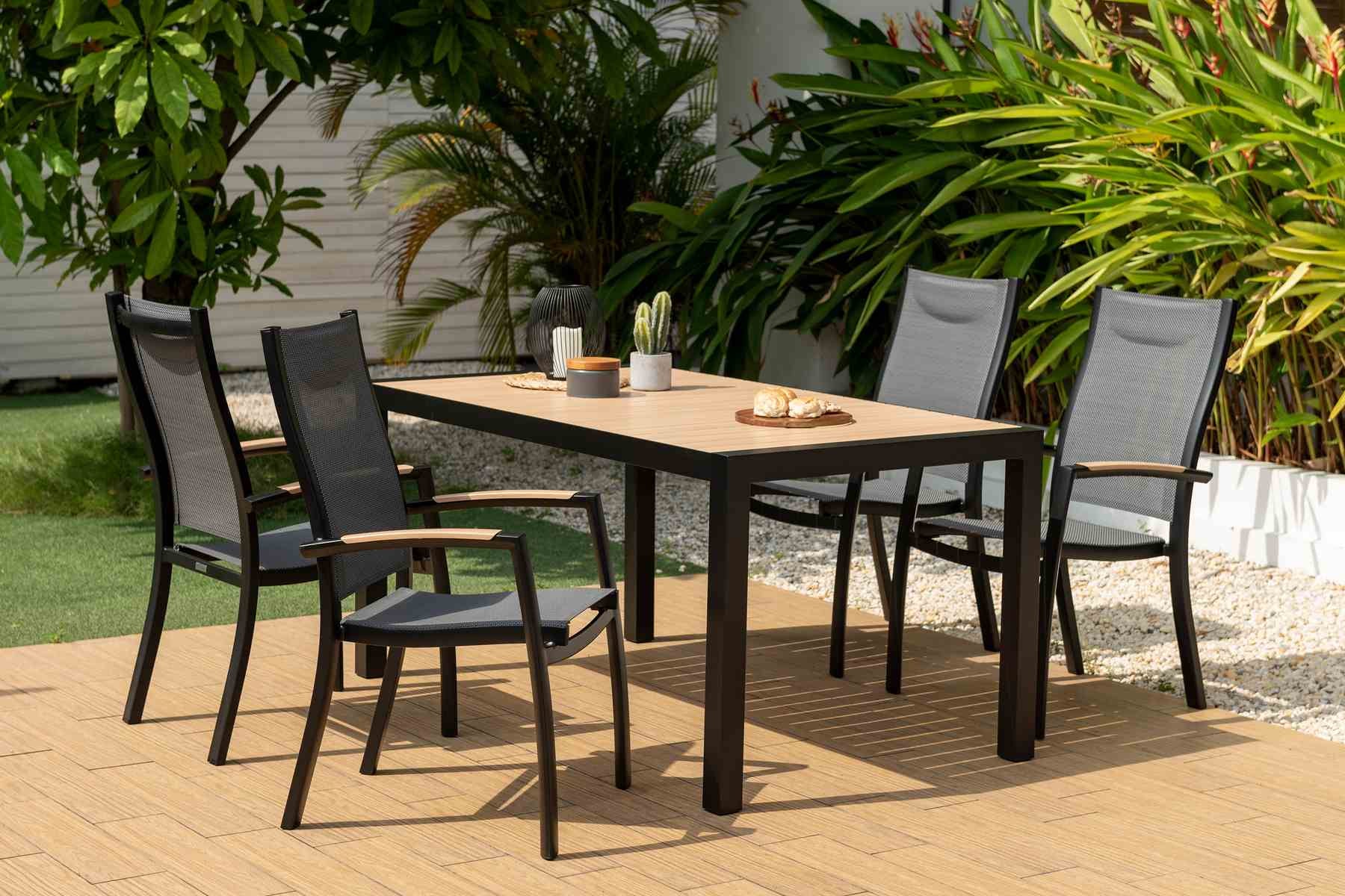 Panama Outdoor 5 Piece Black Aluminum Dining Set - Image 8