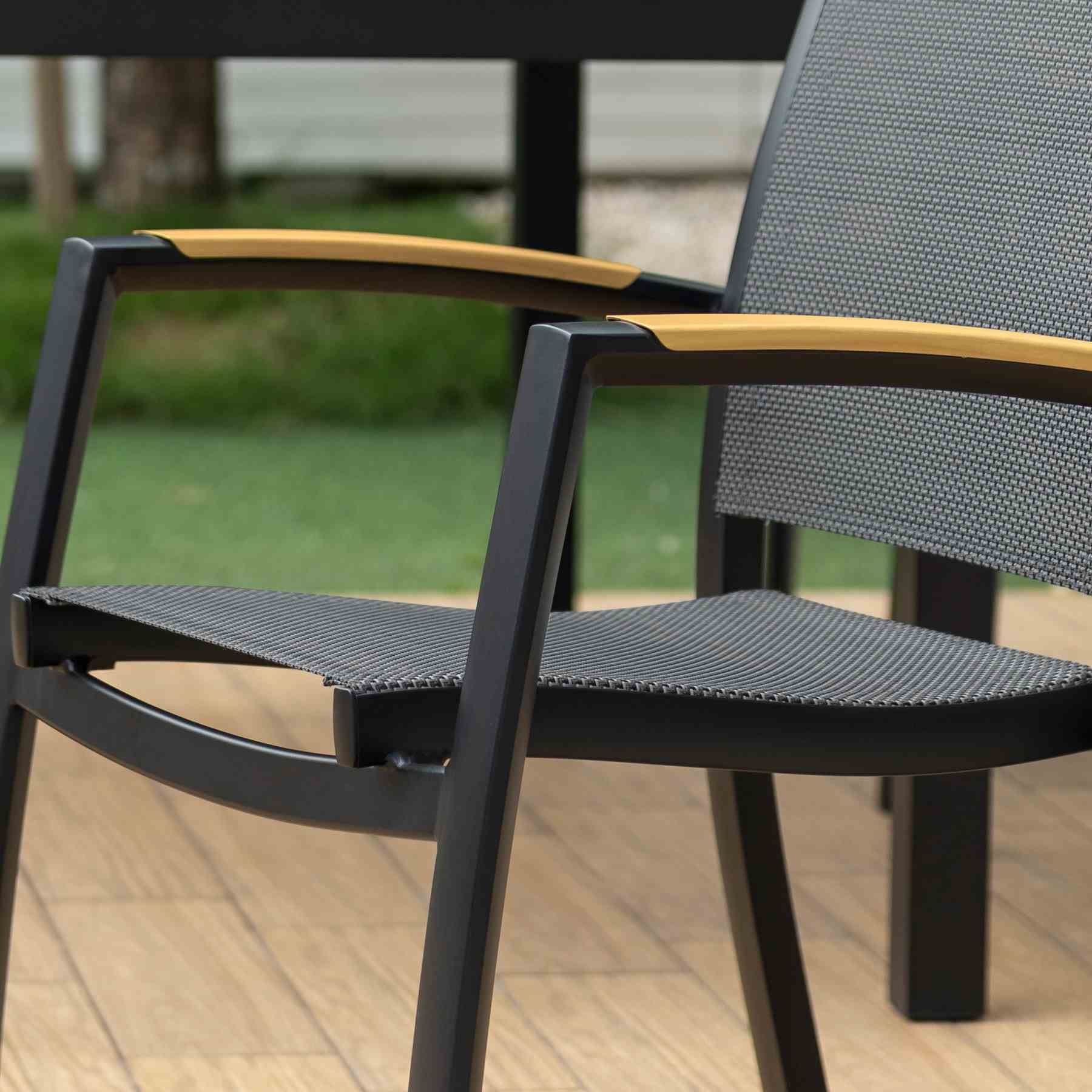 Panama Outdoor 7 Piece Black Aluminum Dining Set - Image 6