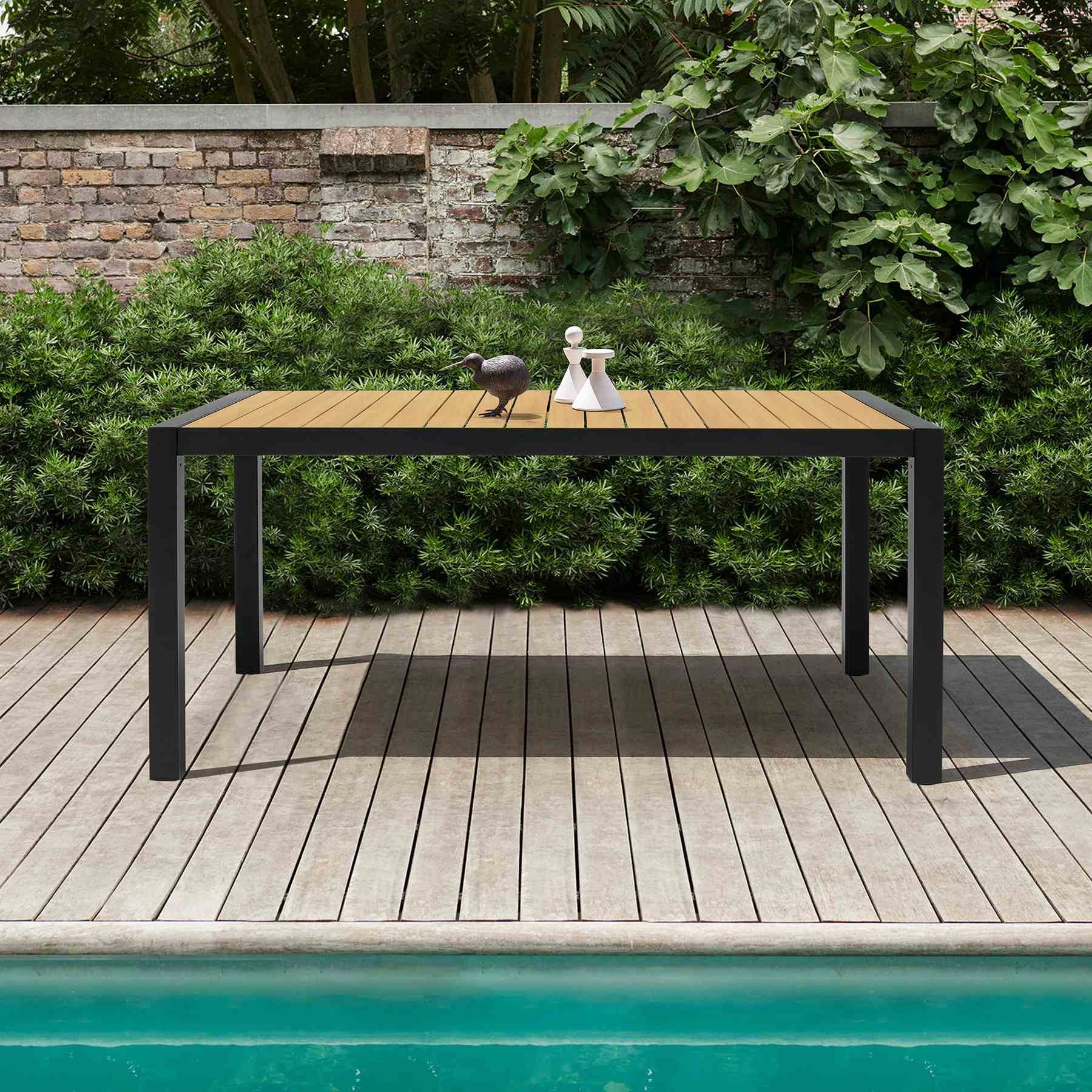 Panama Outdoor Black Aluminum Rectangular Dining Table - Image 6