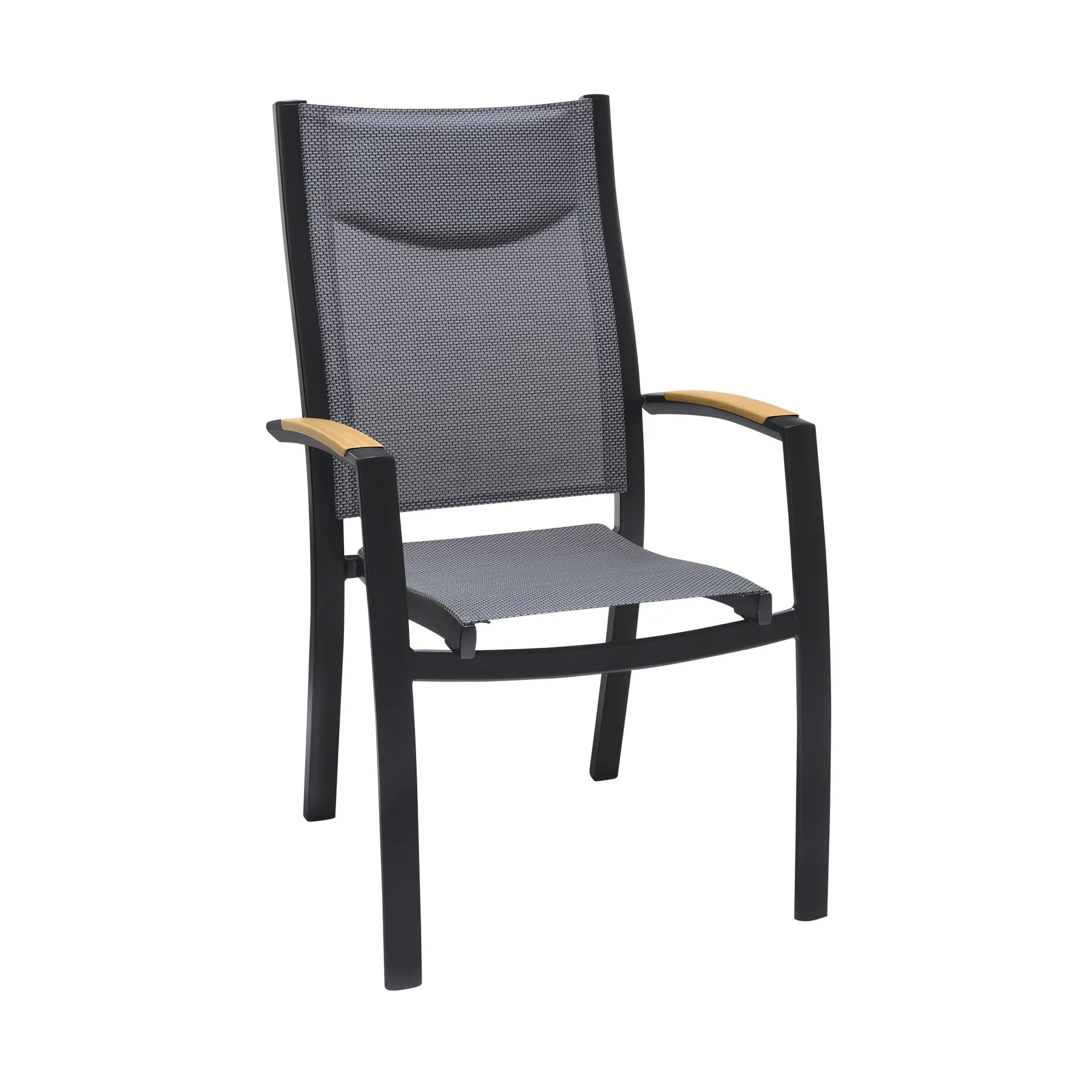 Panama Outdoor Black Aluminum Stacking Dining Chair - Set of 2 - Image 2
