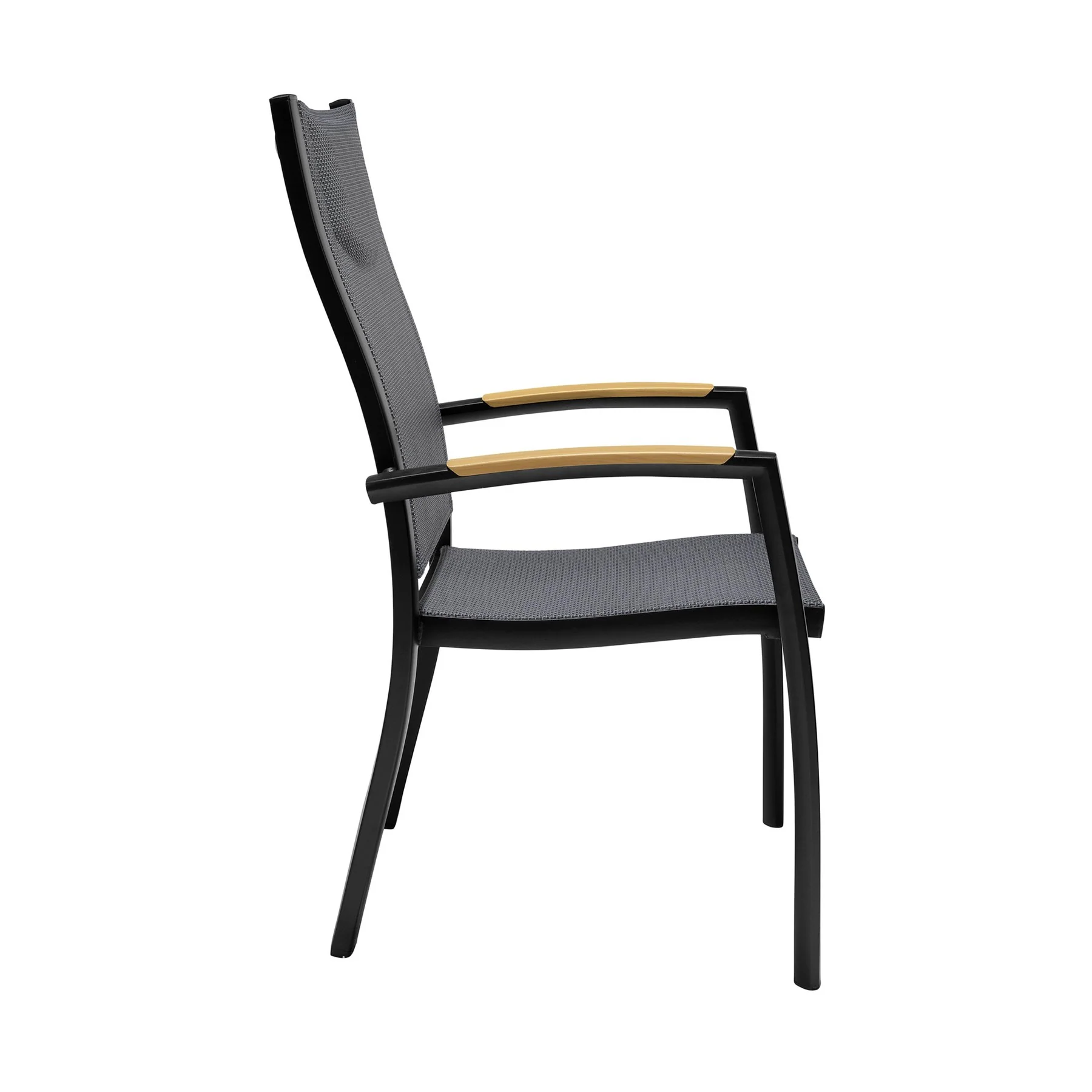 Panama Outdoor Black Aluminum Stacking Dining Chair - Set of 2 - Image 4