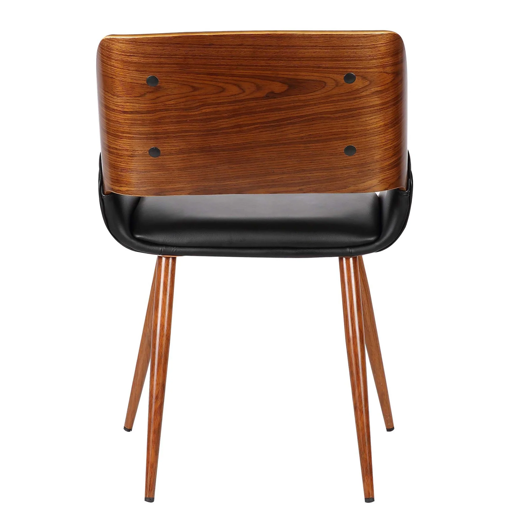Panda Mid-Century Dining Chair in Walnut Finish and Black Faux Leather - Image 4