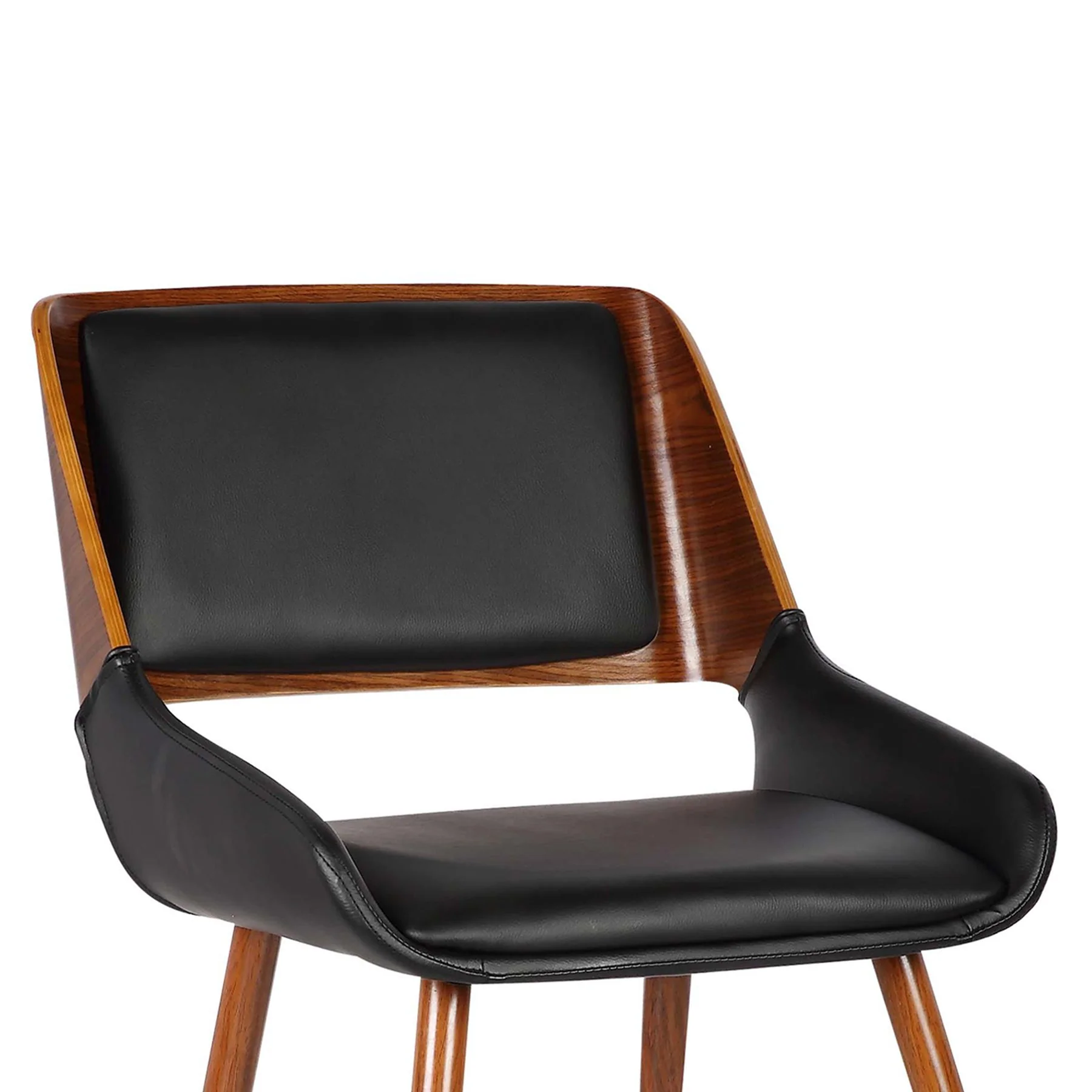 Panda Mid-Century Dining Chair in Walnut Finish and Black Faux Leather - Image 5