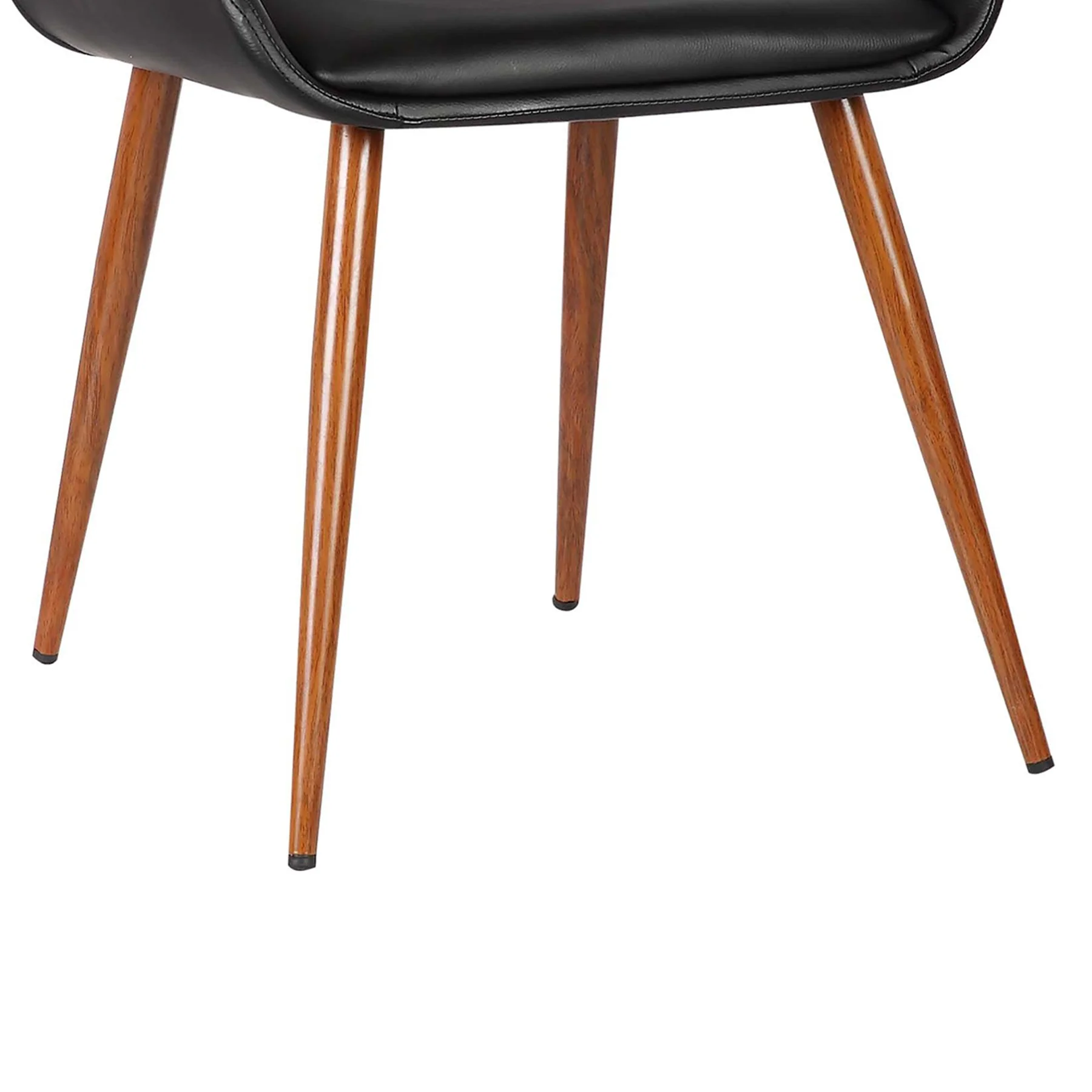 Panda Mid-Century Dining Chair in Walnut Finish and Black Faux Leather - Image 7