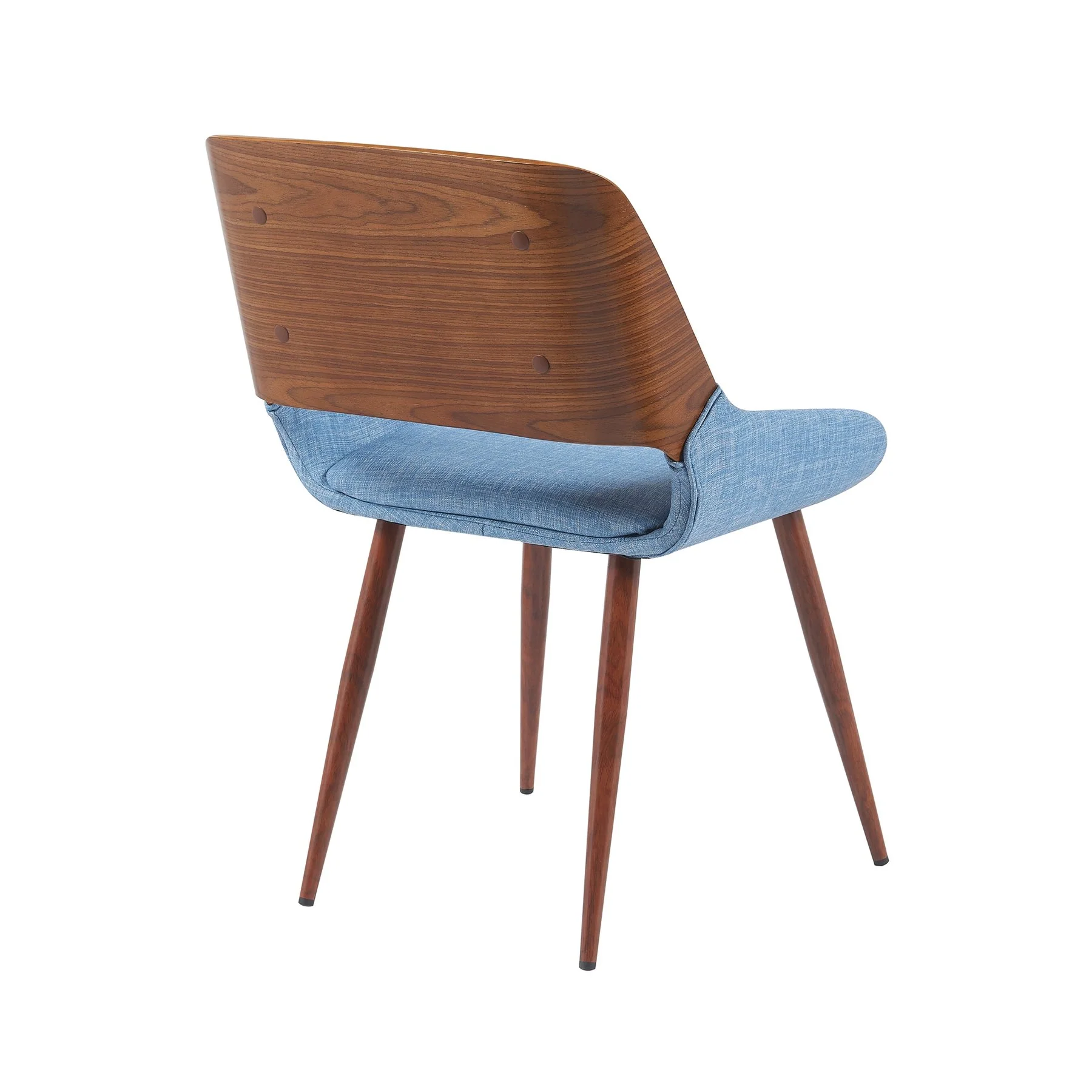 Panda Mid-Century Upholstered Dining Chair in Walnut Finish with Light Blue Fabric Seat - Image 3