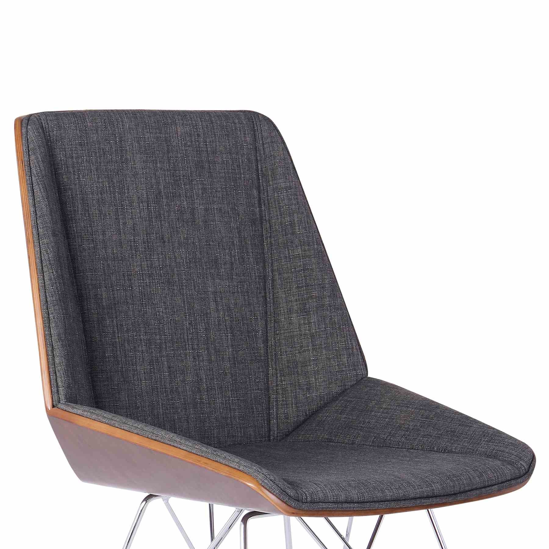 Pandora Chair in Chrome finish with Walnut wood and Charcoal Fabric - Image 2