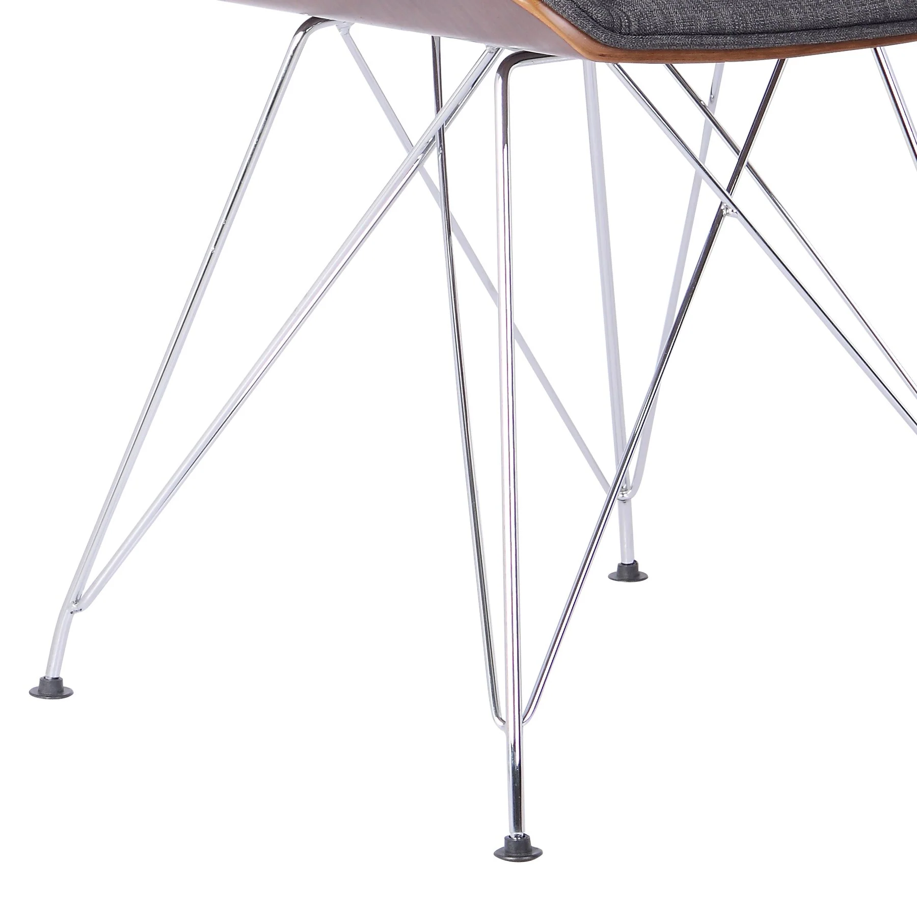Pandora Chair in Chrome finish with Walnut wood and Charcoal Fabric - Image 4