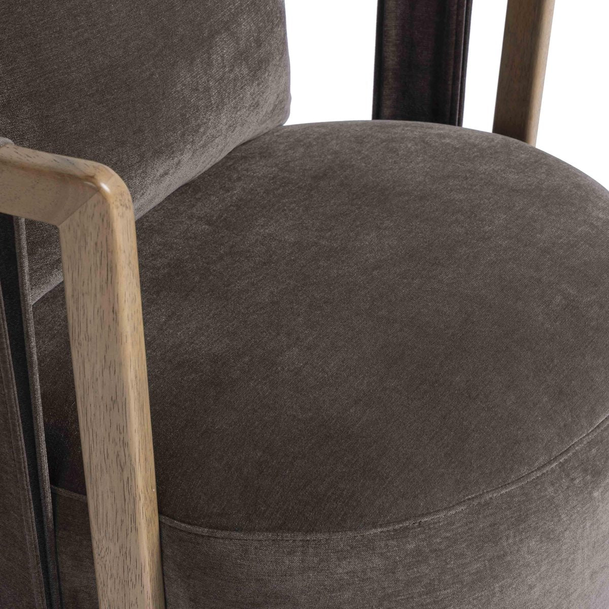 Paolo Chocolate Brown Upcycled Fabric Swivel Chair - Image 6