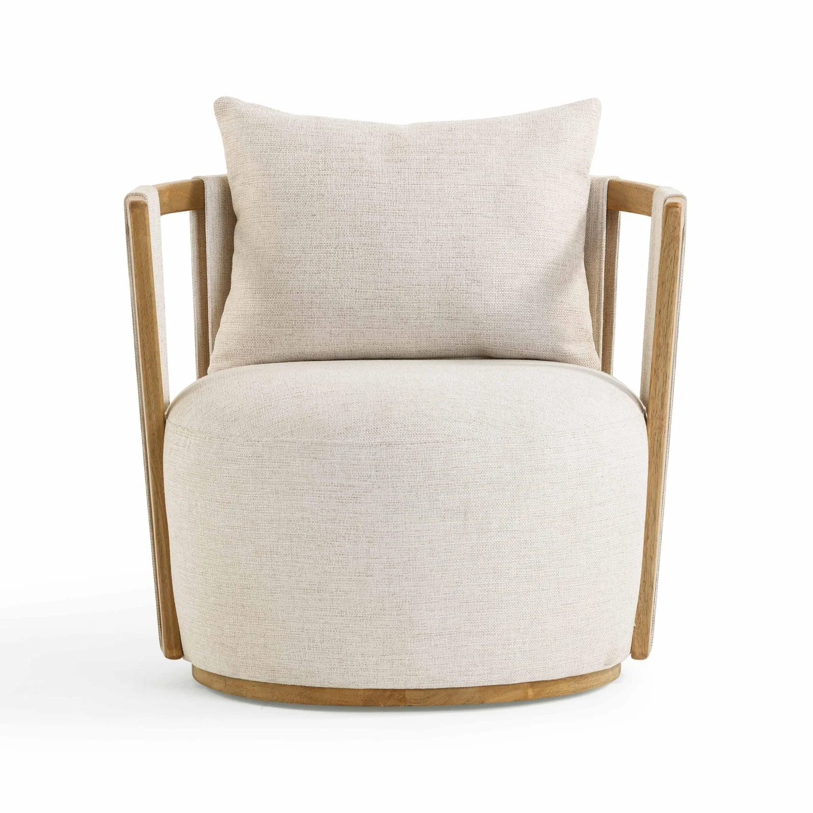 Paolo Cream Textured Weave Swivel Chair - Image 4